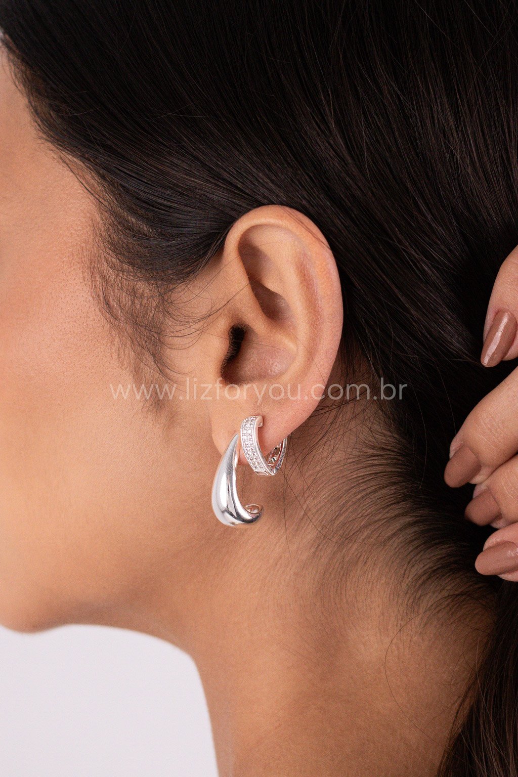 Brinco Argola Coração Cravejado