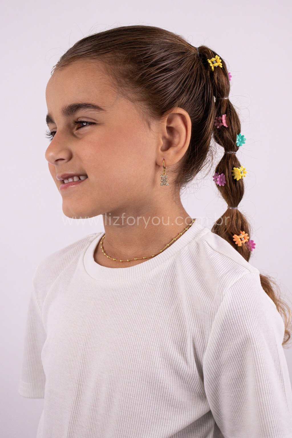 Brinco Argolinha Bear Cravejado Infantil 