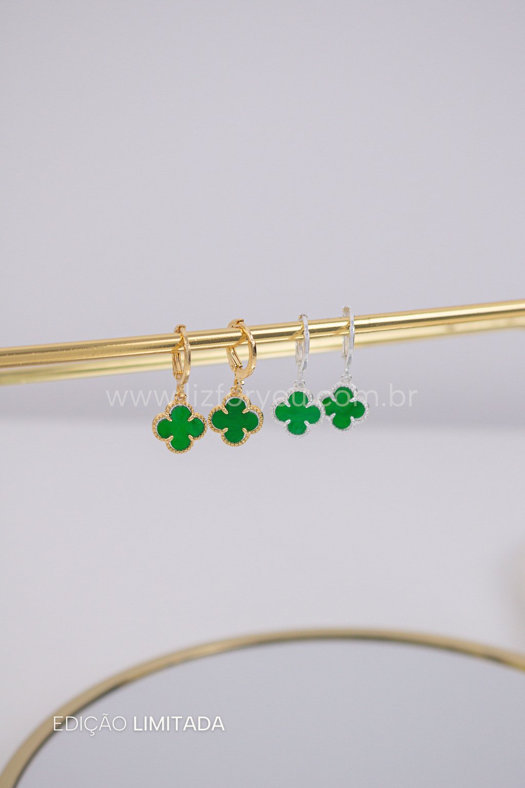 Brinco Argolinha Trevo Green