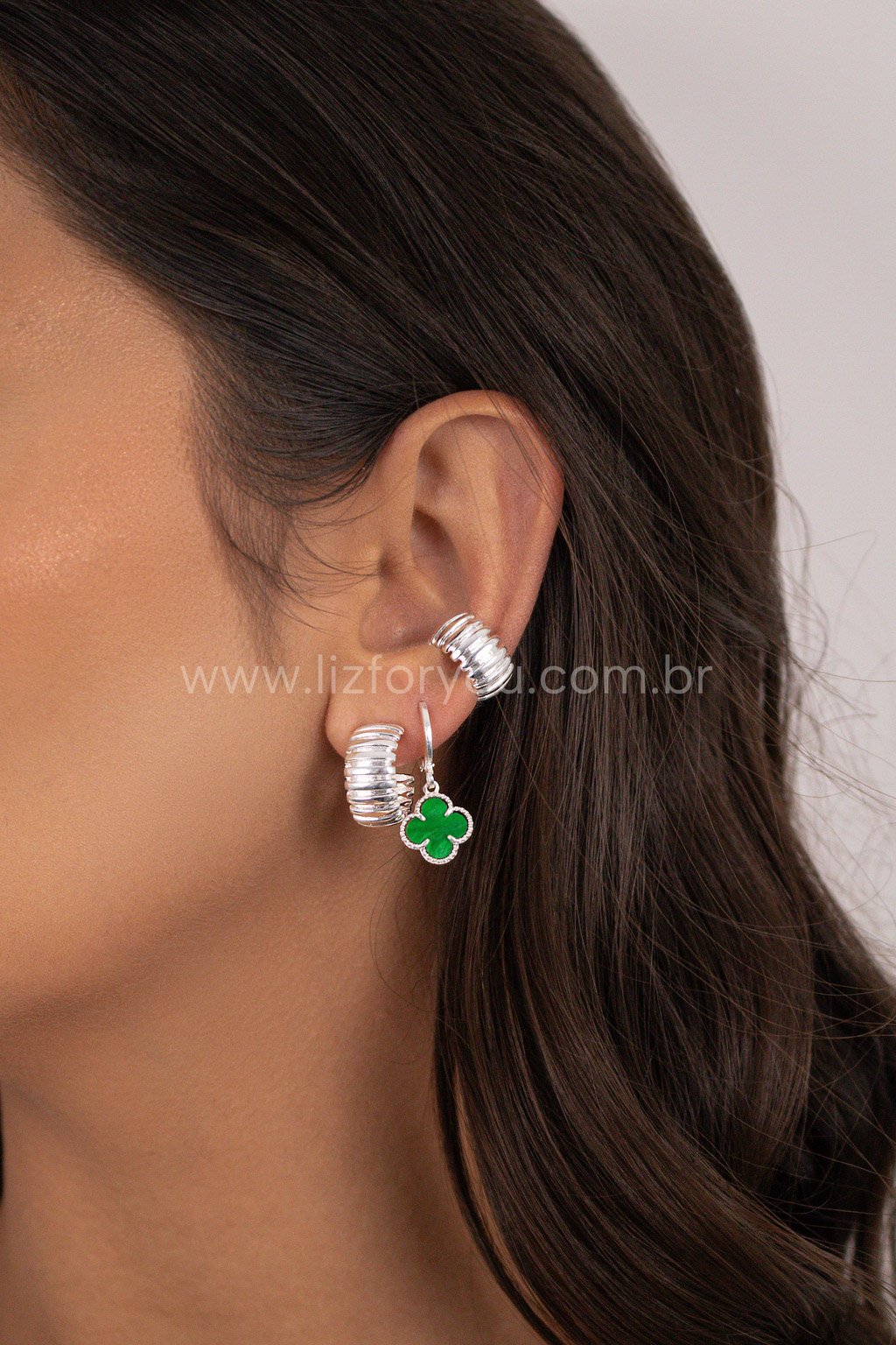 Brinco Argolinha Trevo Green