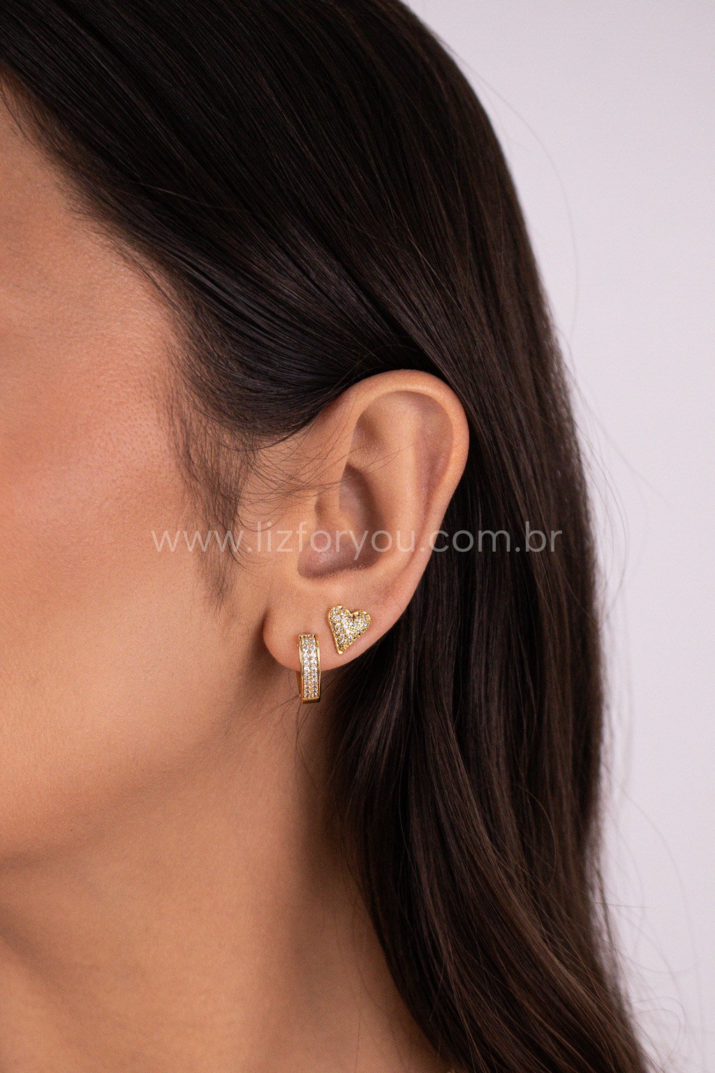 Brinco Coração Elisa Cravejado 