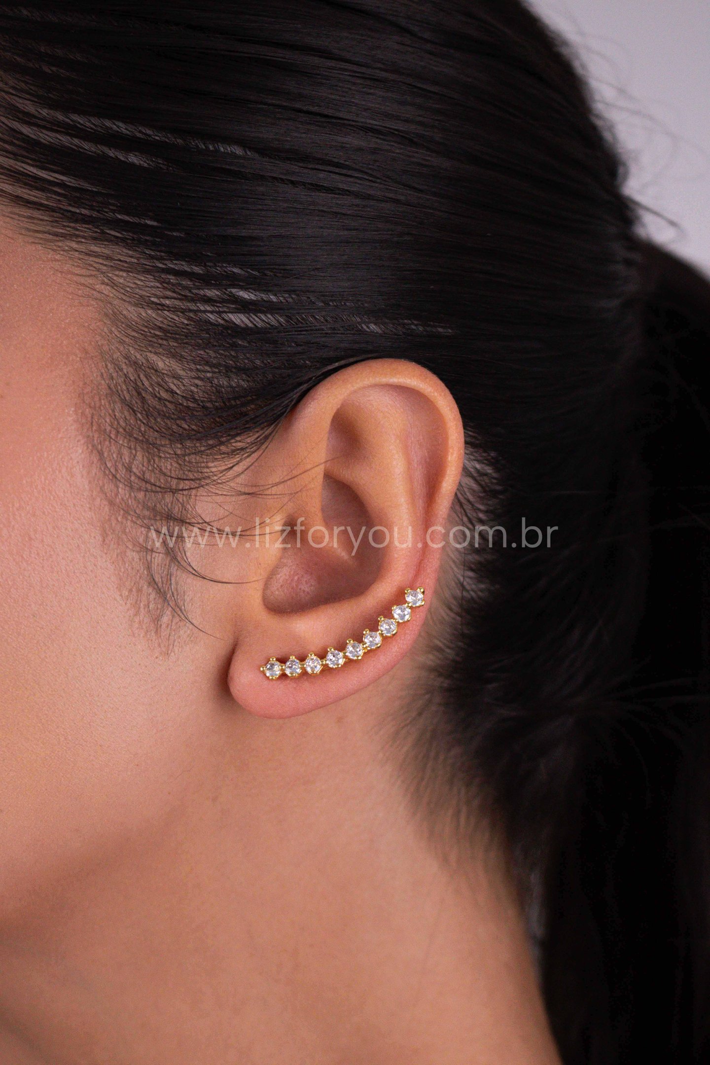 Brinco Ear Cuff Zircônias