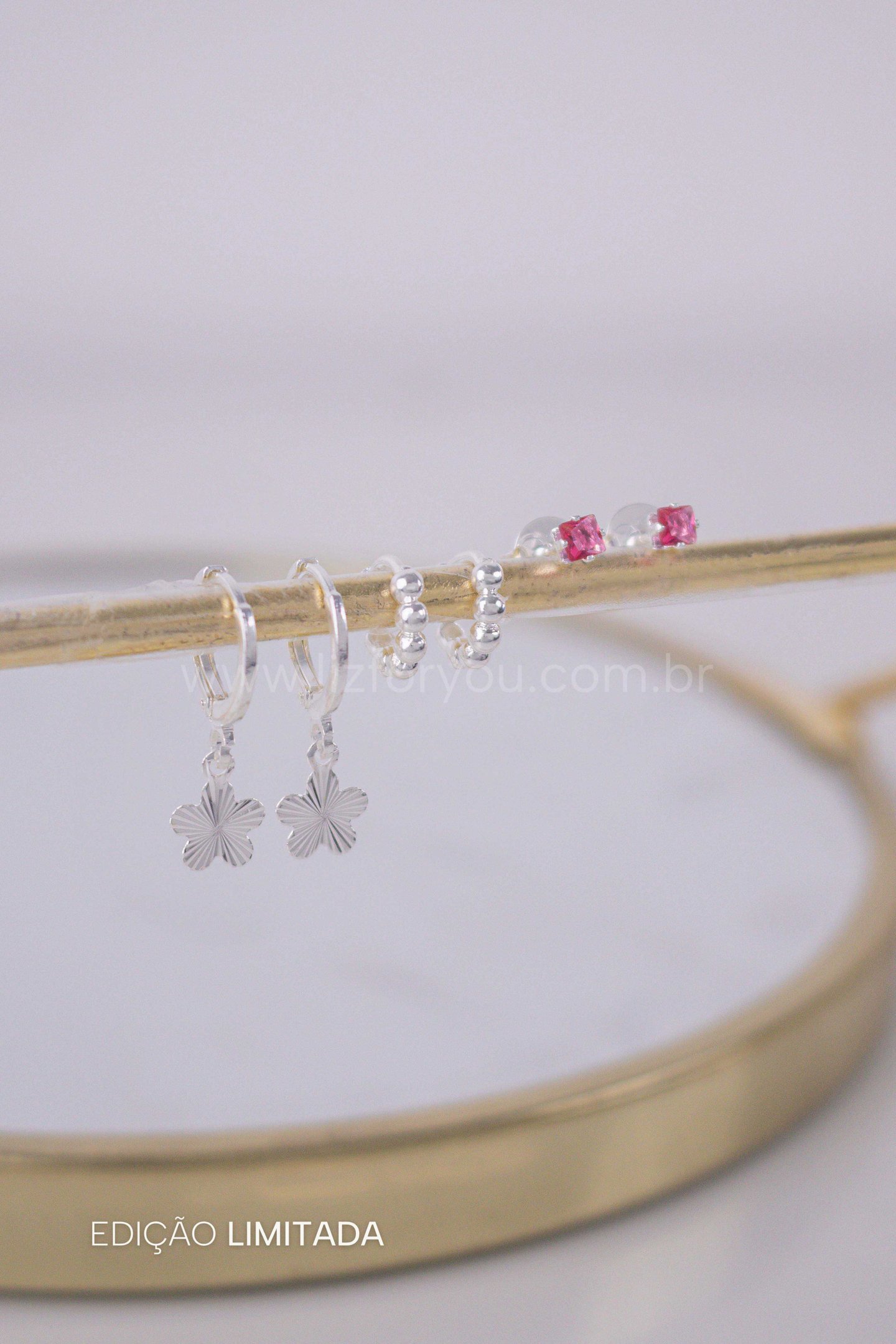 Brinco Trio Argolinhas Balls Flower