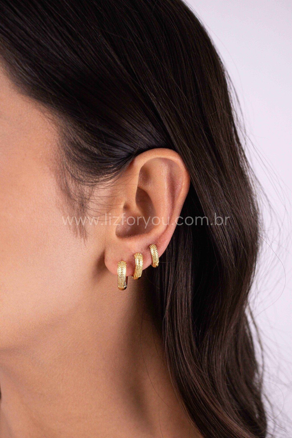 Brinco Trio Argolinhas Coração Lia 