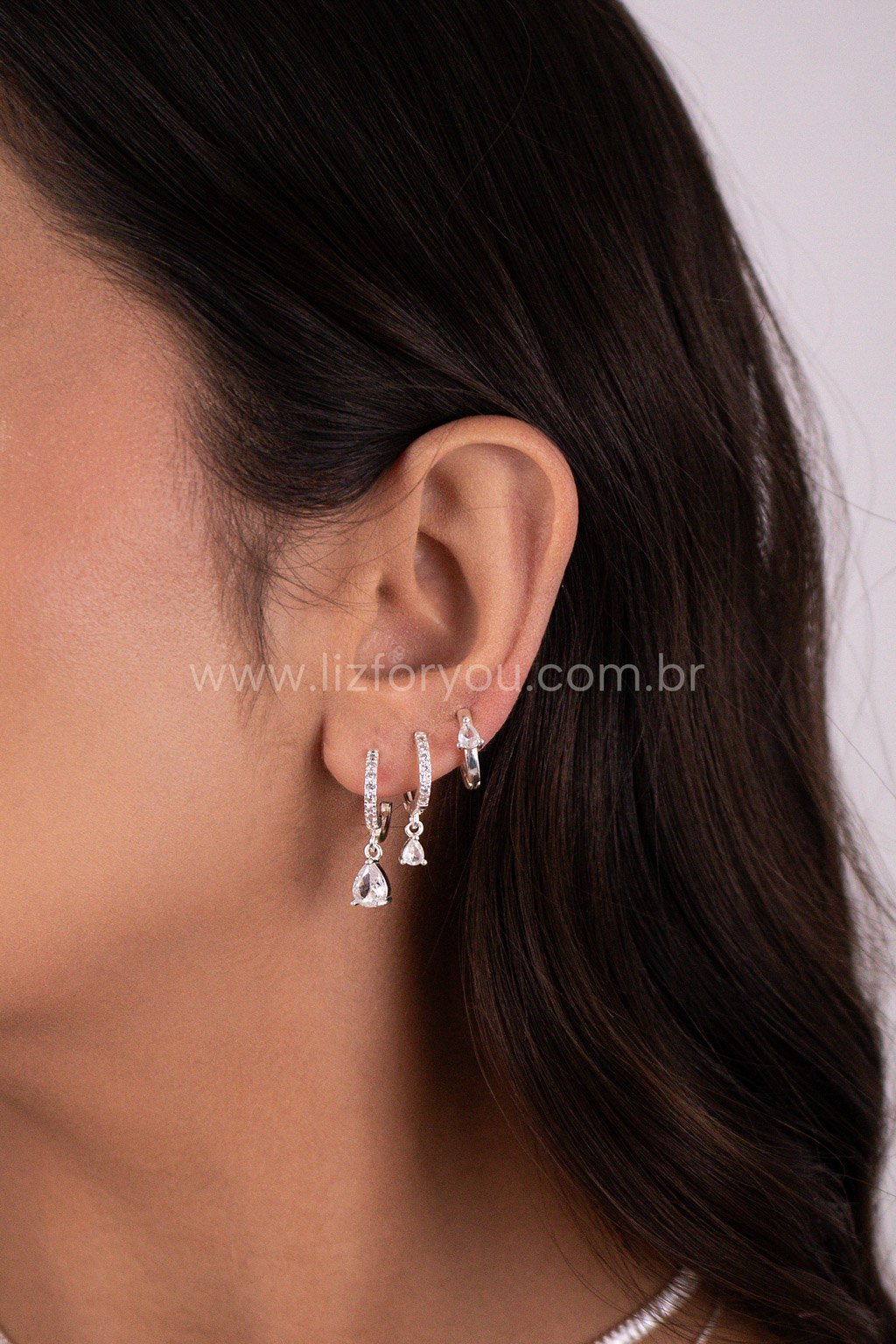 Brinco Trio Argolinhas Ponto de Luz