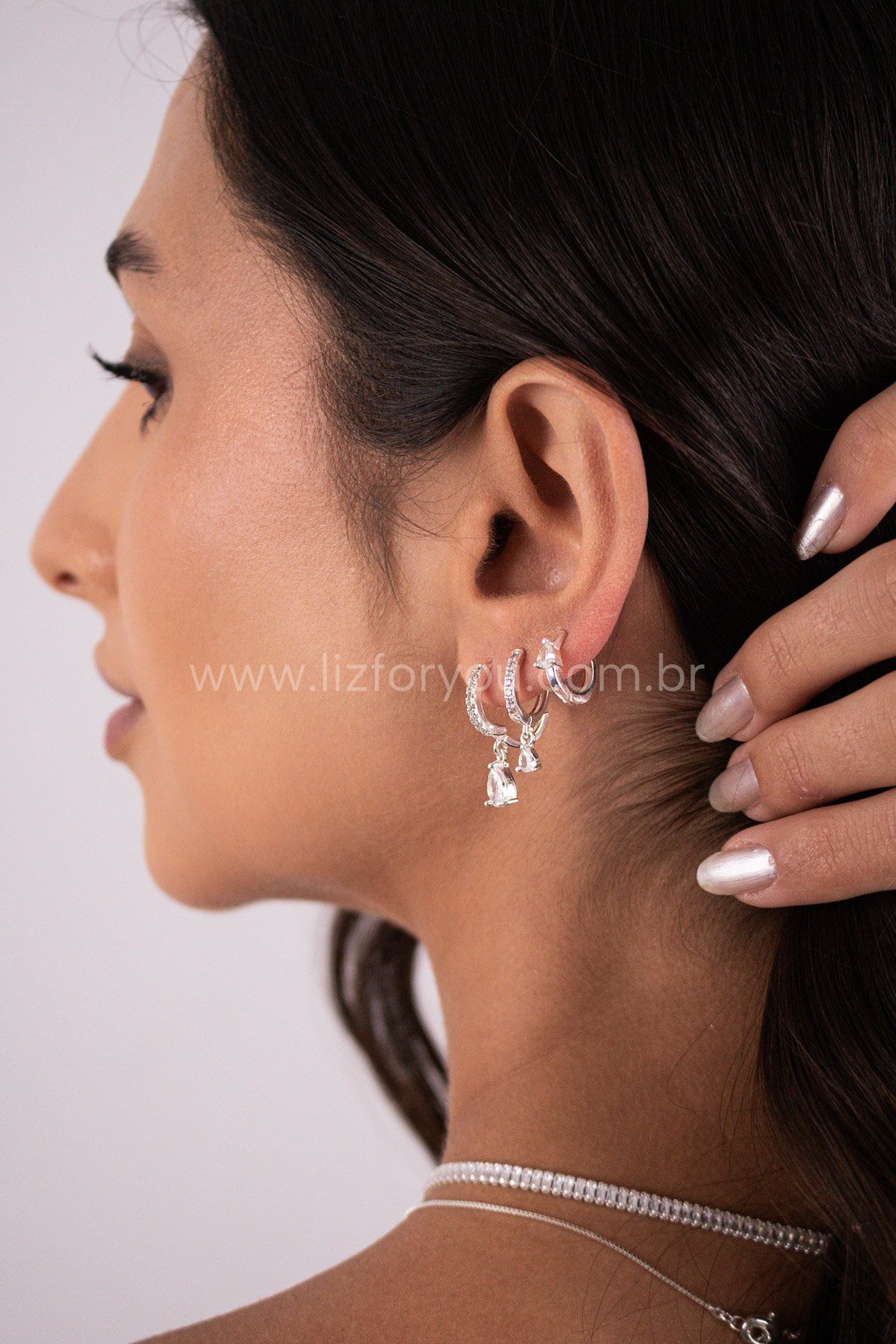 Brinco Trio Argolinhas Ponto de Luz
