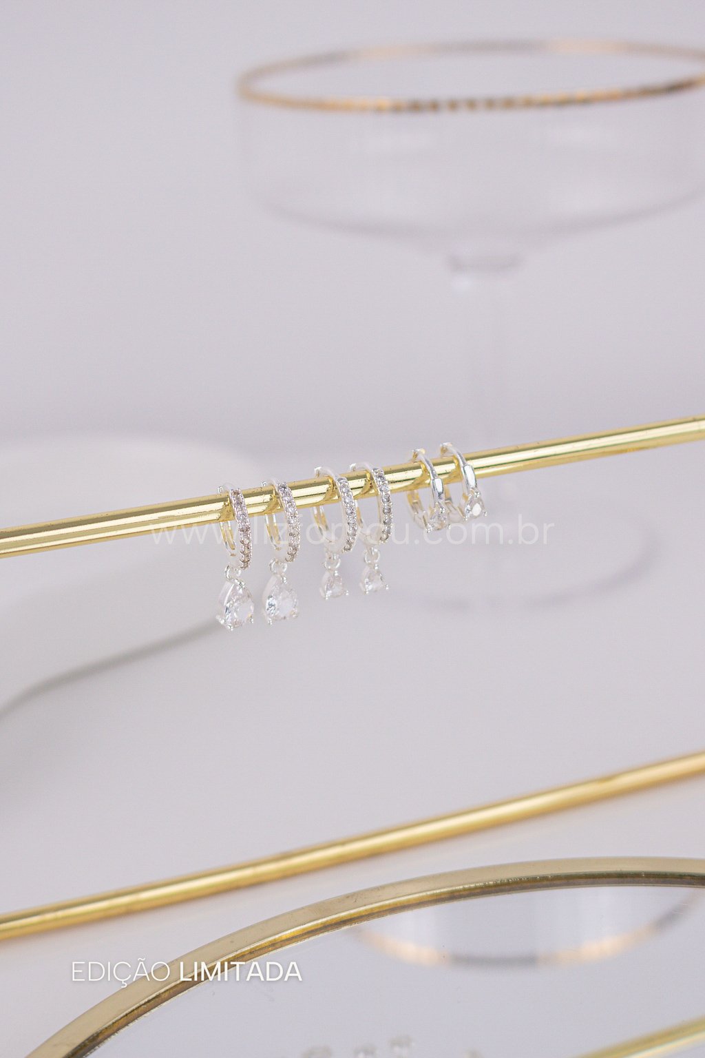 Brinco Trio Argolinhas Ponto de Luz