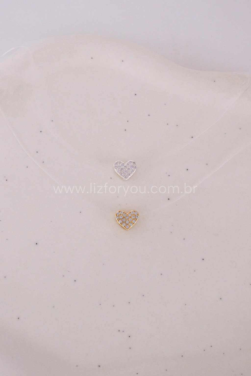 Choker Nylon Coração Cravejado