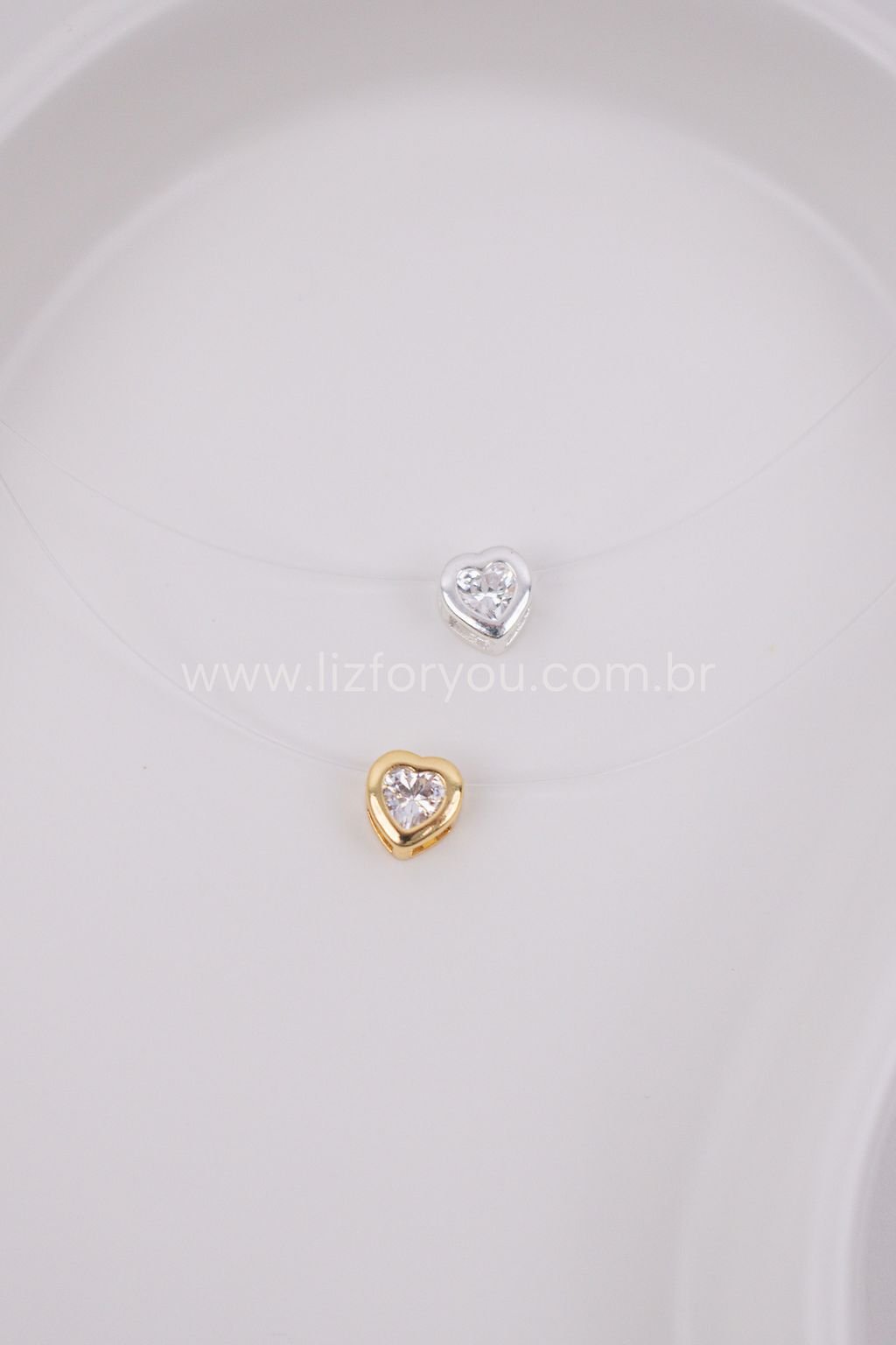 Choker Nylon Coração Zircônia 