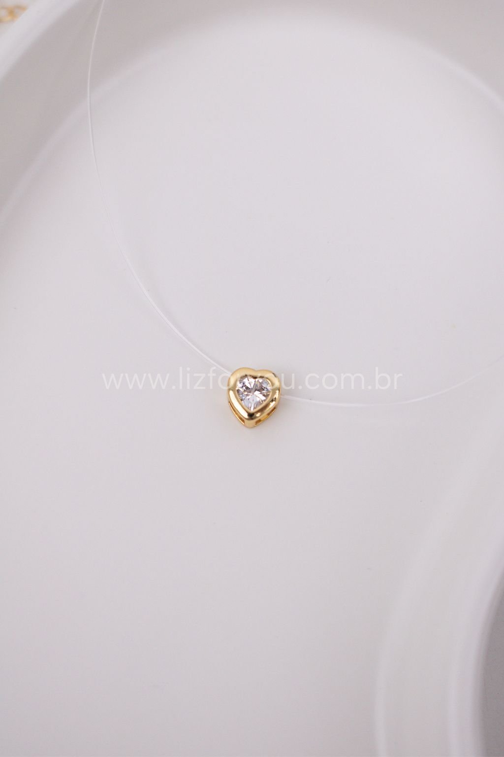 Choker Nylon Coração Zircônia 