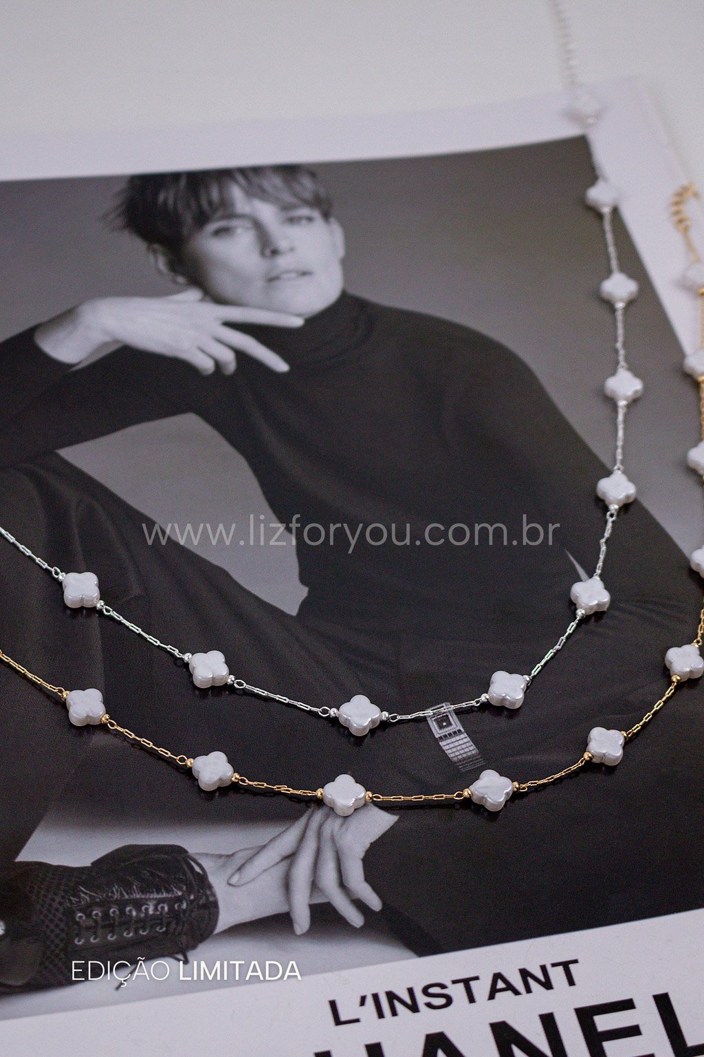 Choker Trevo Madre Pérola Lia