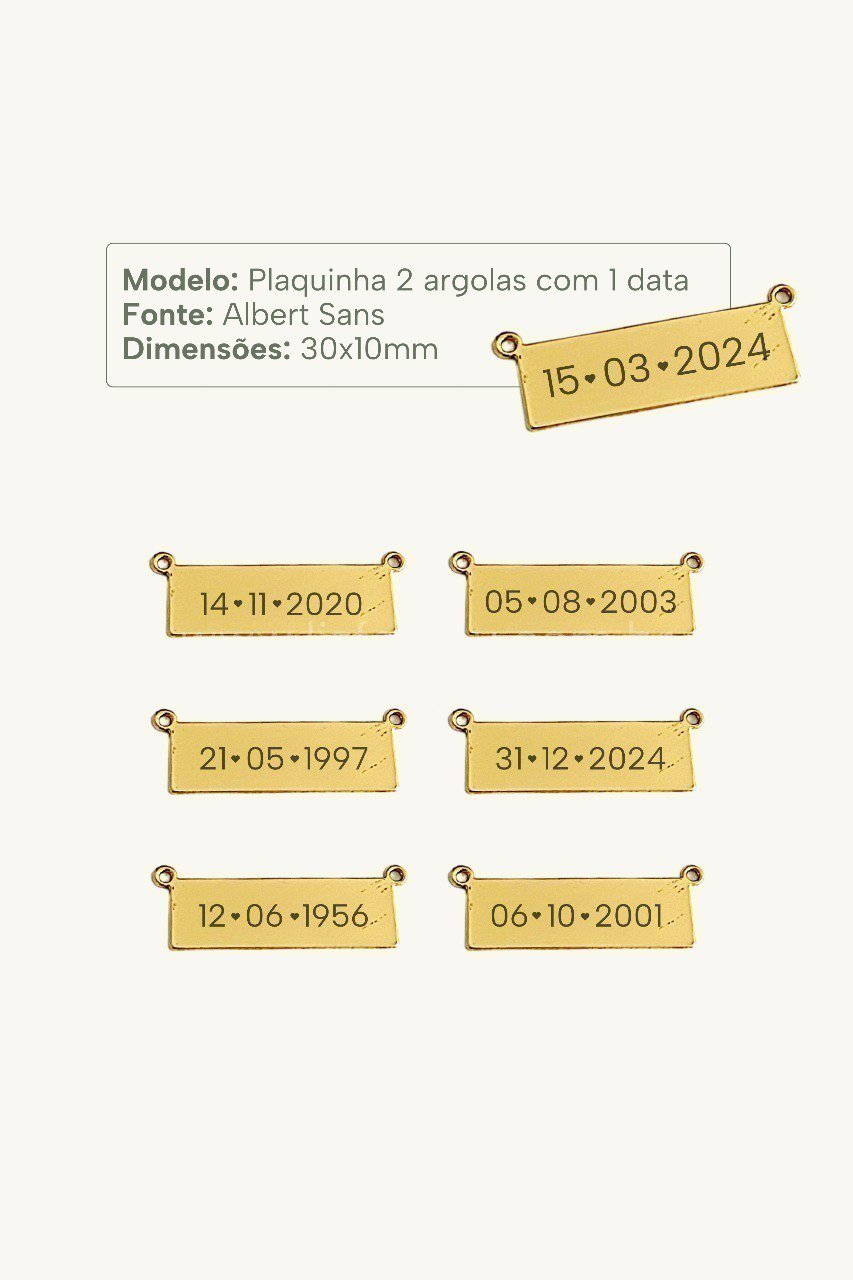 Colar 2 Argolas Personalizável Data