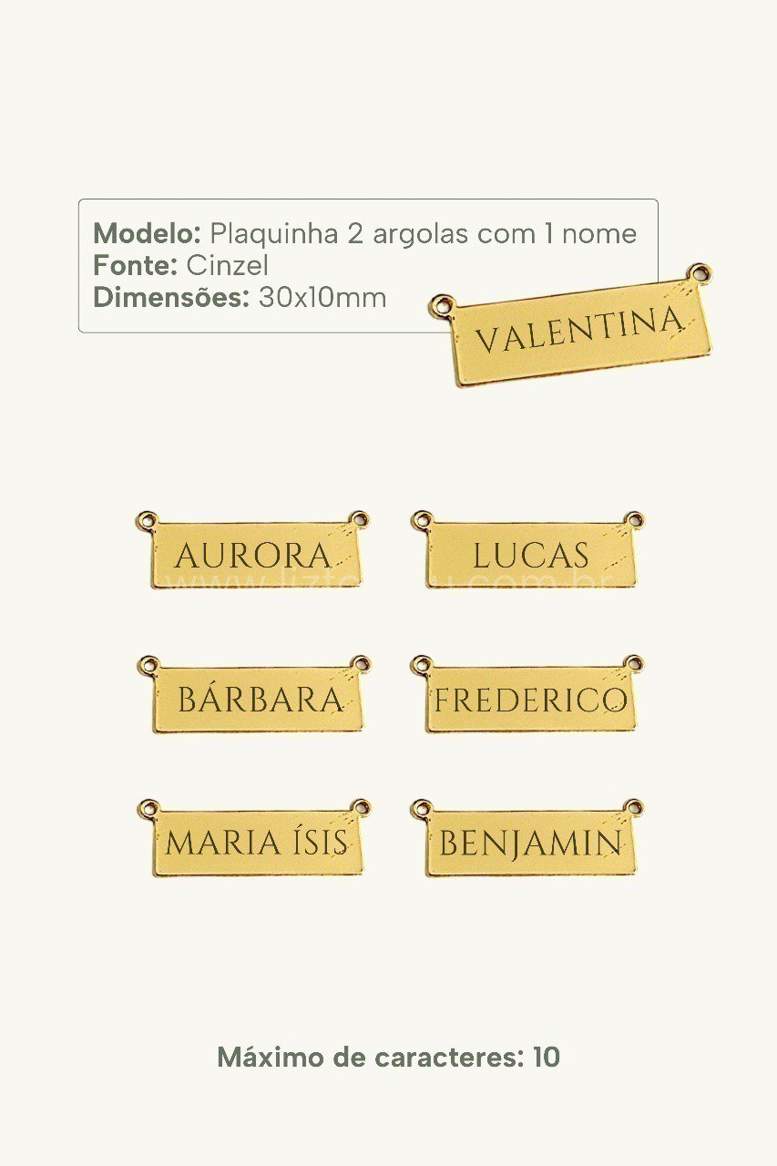 Colar 2 Argolas Personalizável Nome