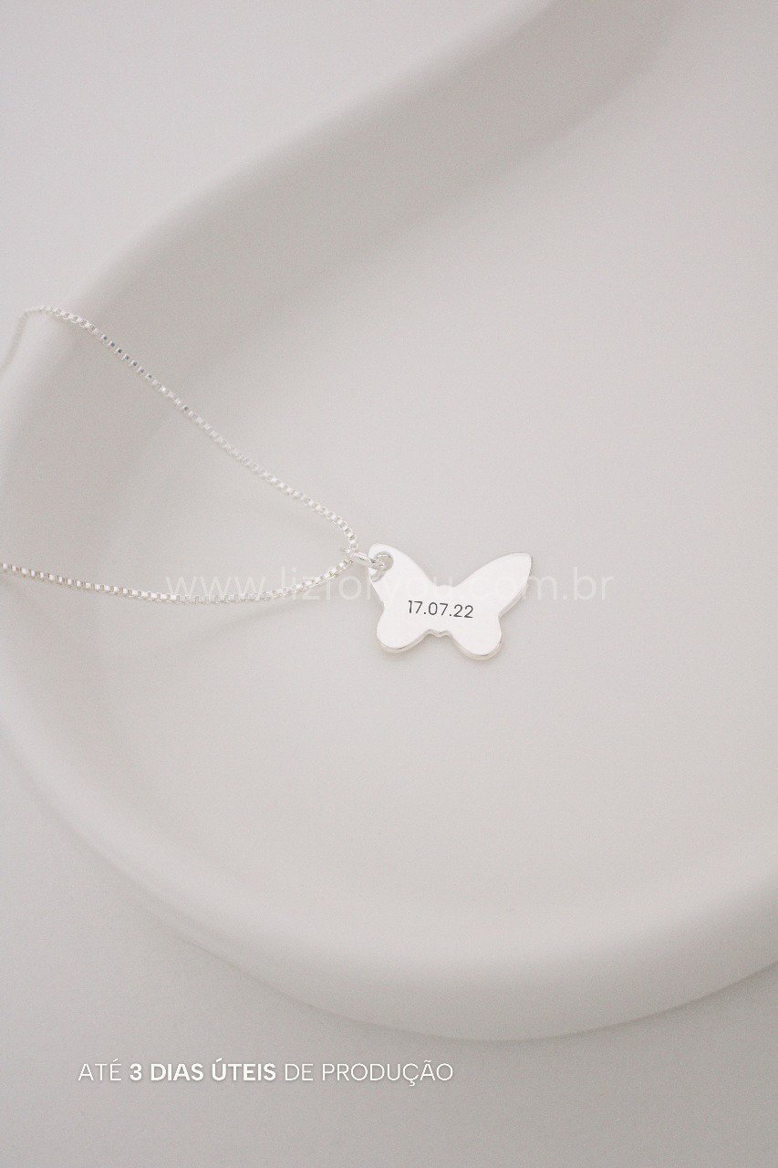 Colar Borboleta Frente Verso Personalizável