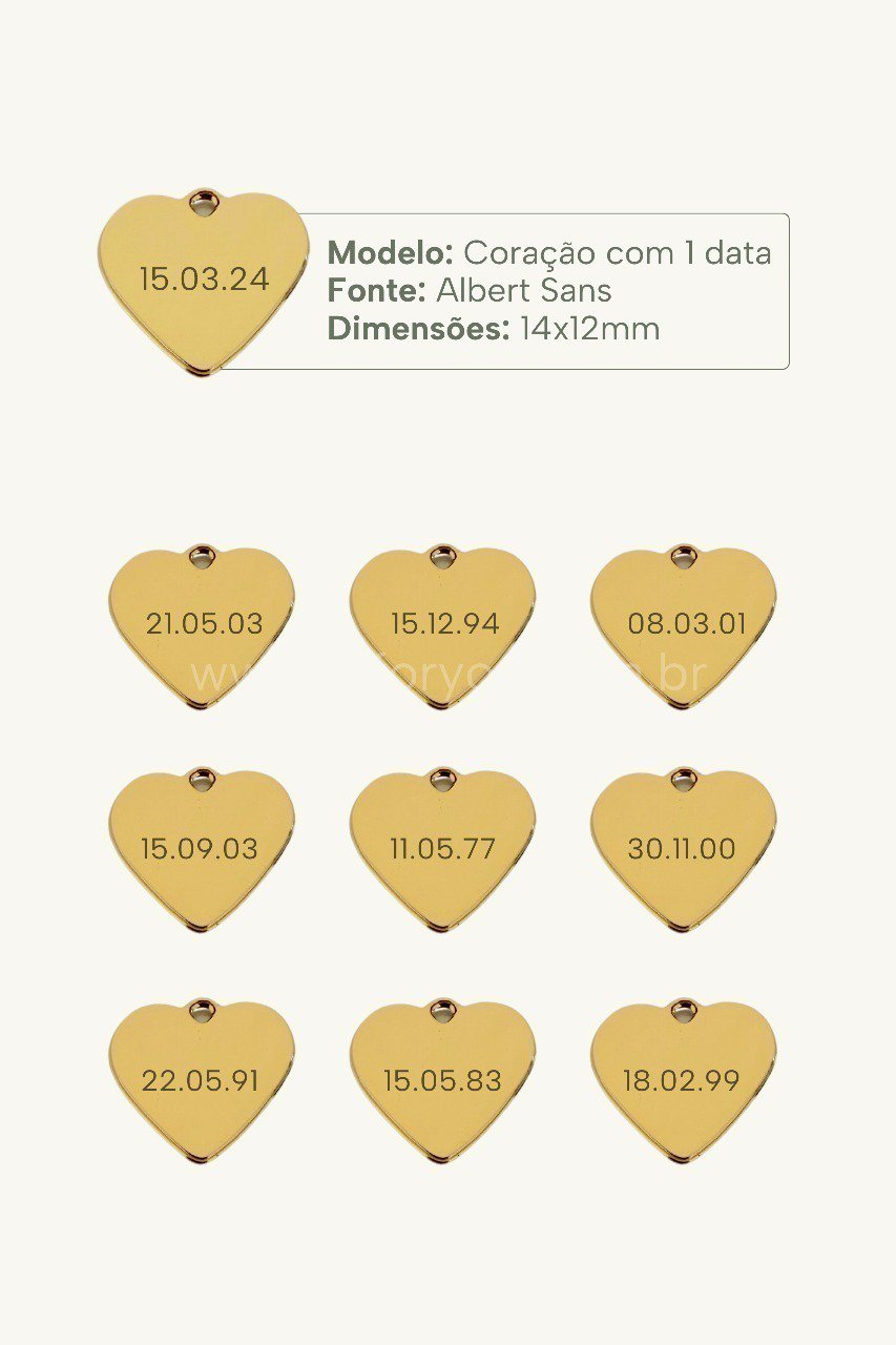 Colar Coração Personalizável Data