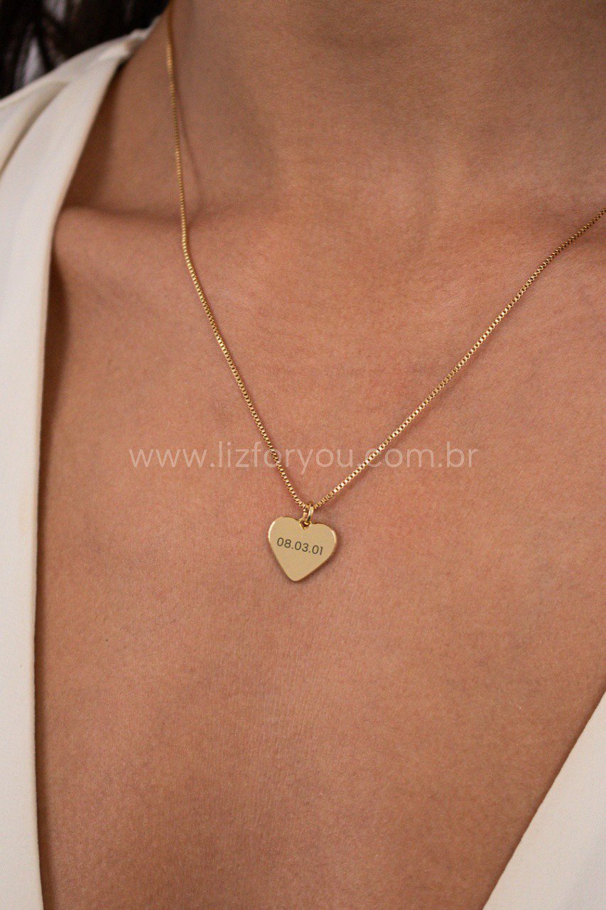 Colar Coração Personalizável Data