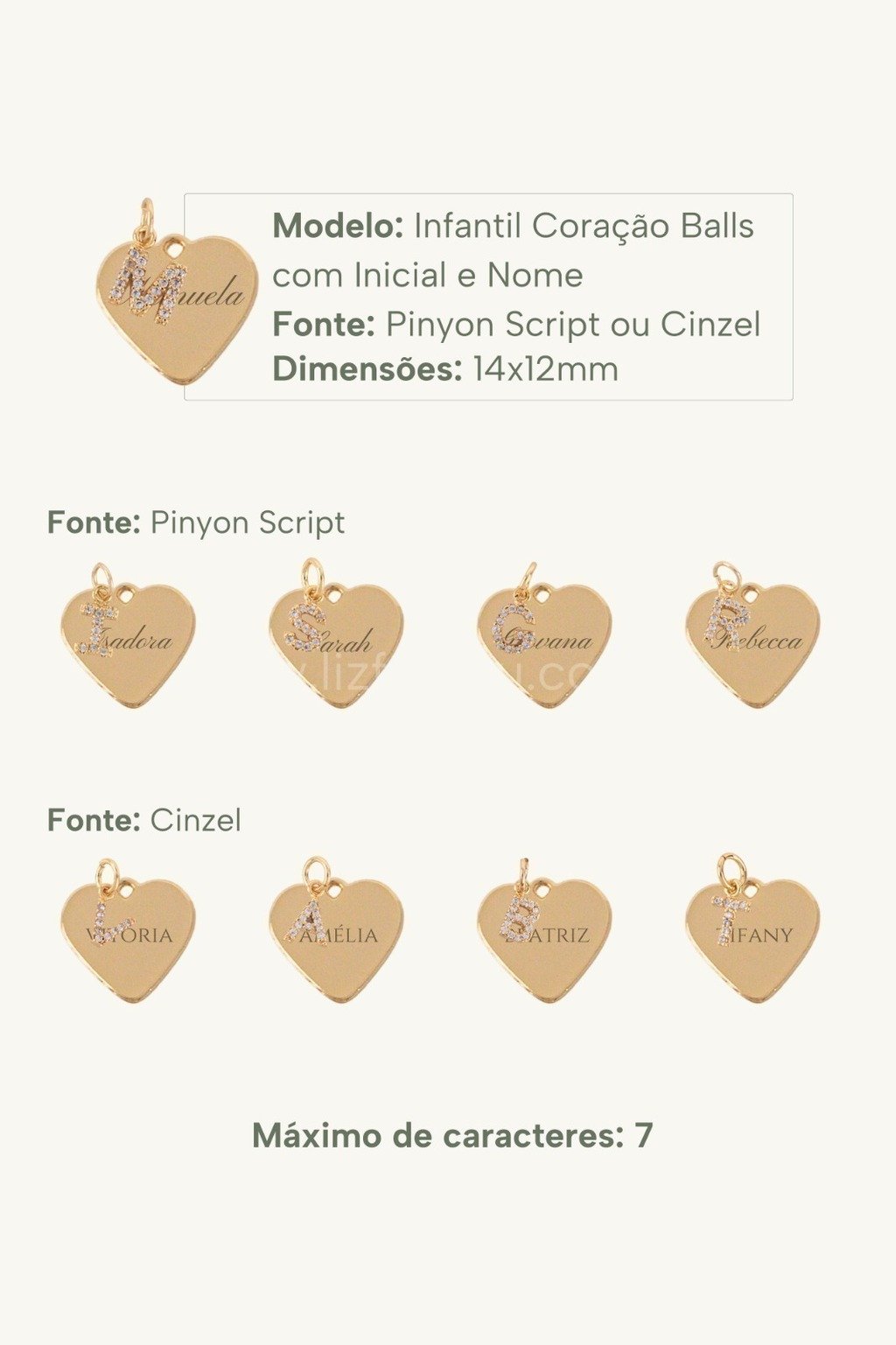 Colar Coração Personalizável Infantil