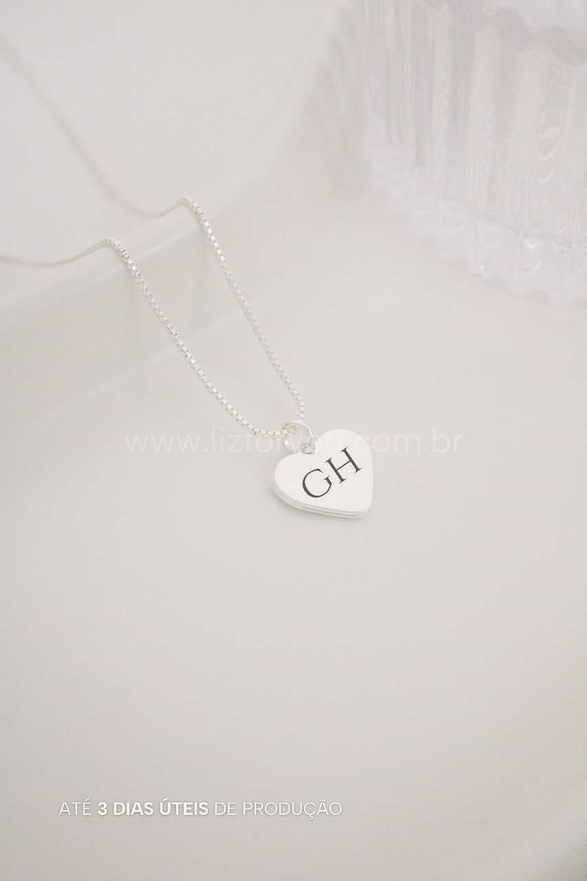 Colar Coração Personalizável Iniciais