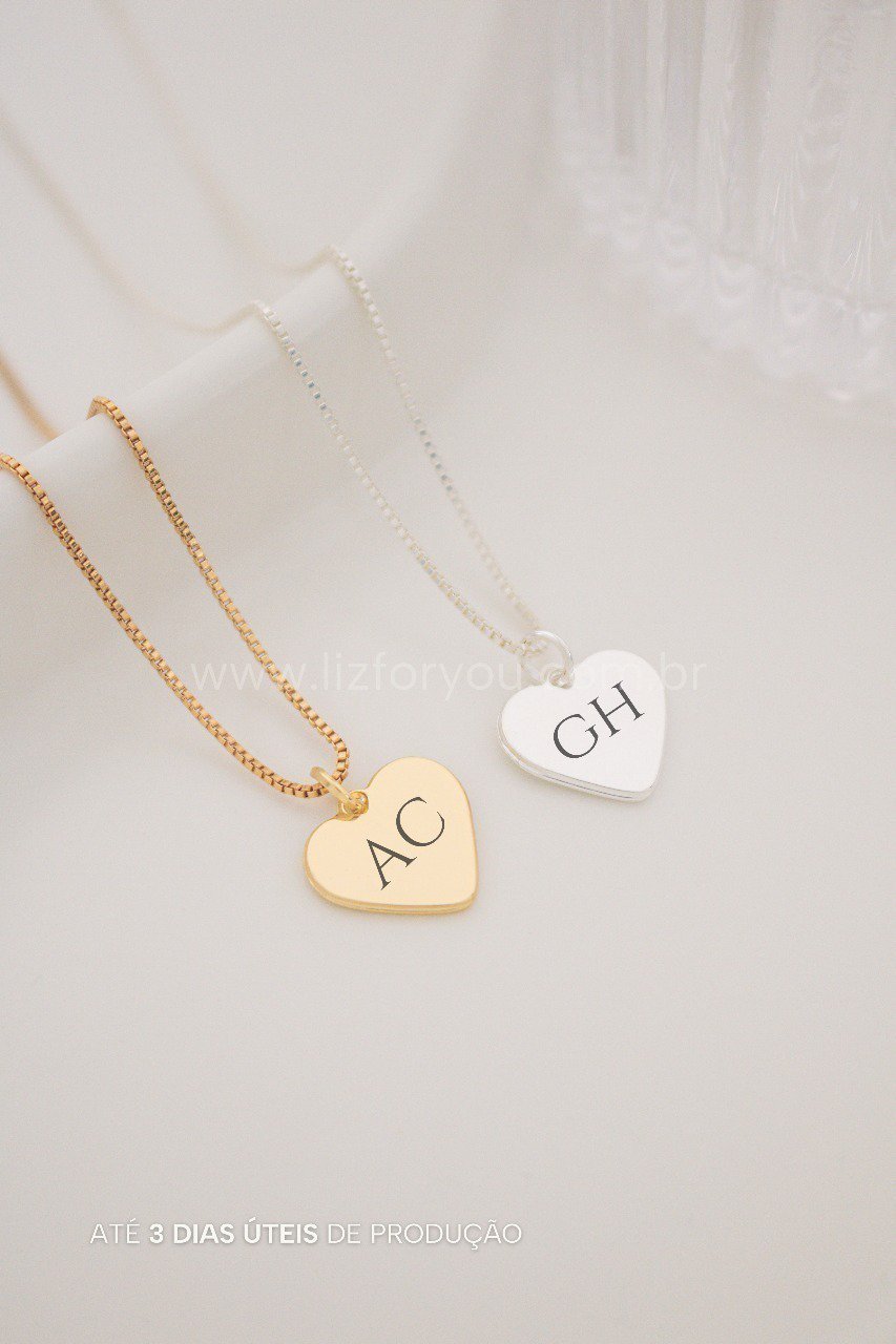 Colar Coração Personalizável Iniciais