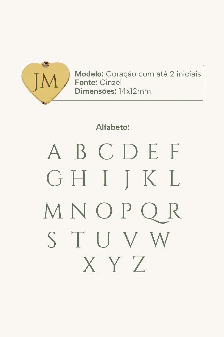 Colar Coração Personalizável Iniciais