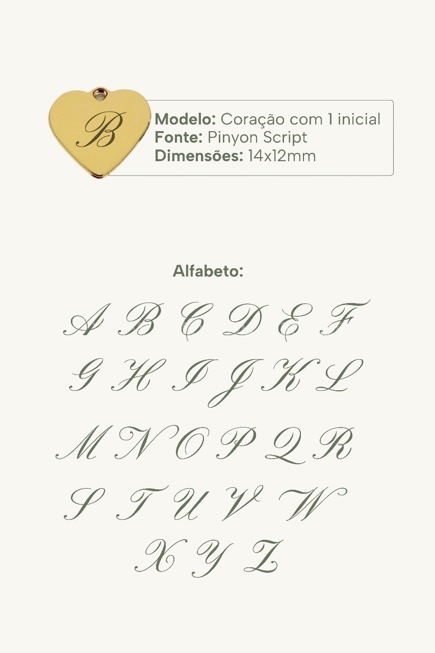 Colar Coração Personalizável Inicial