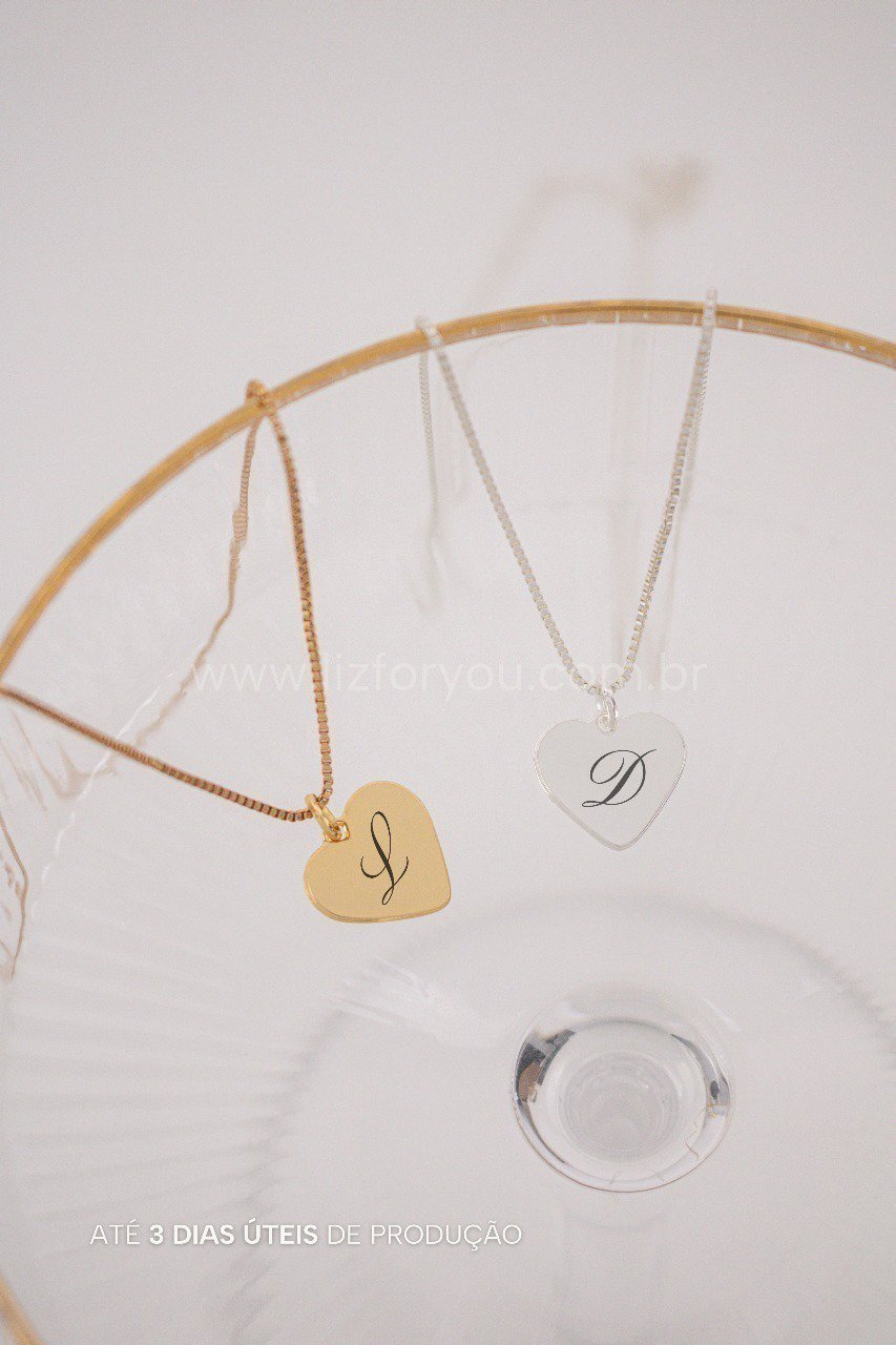Colar Coração Personalizável Inicial
