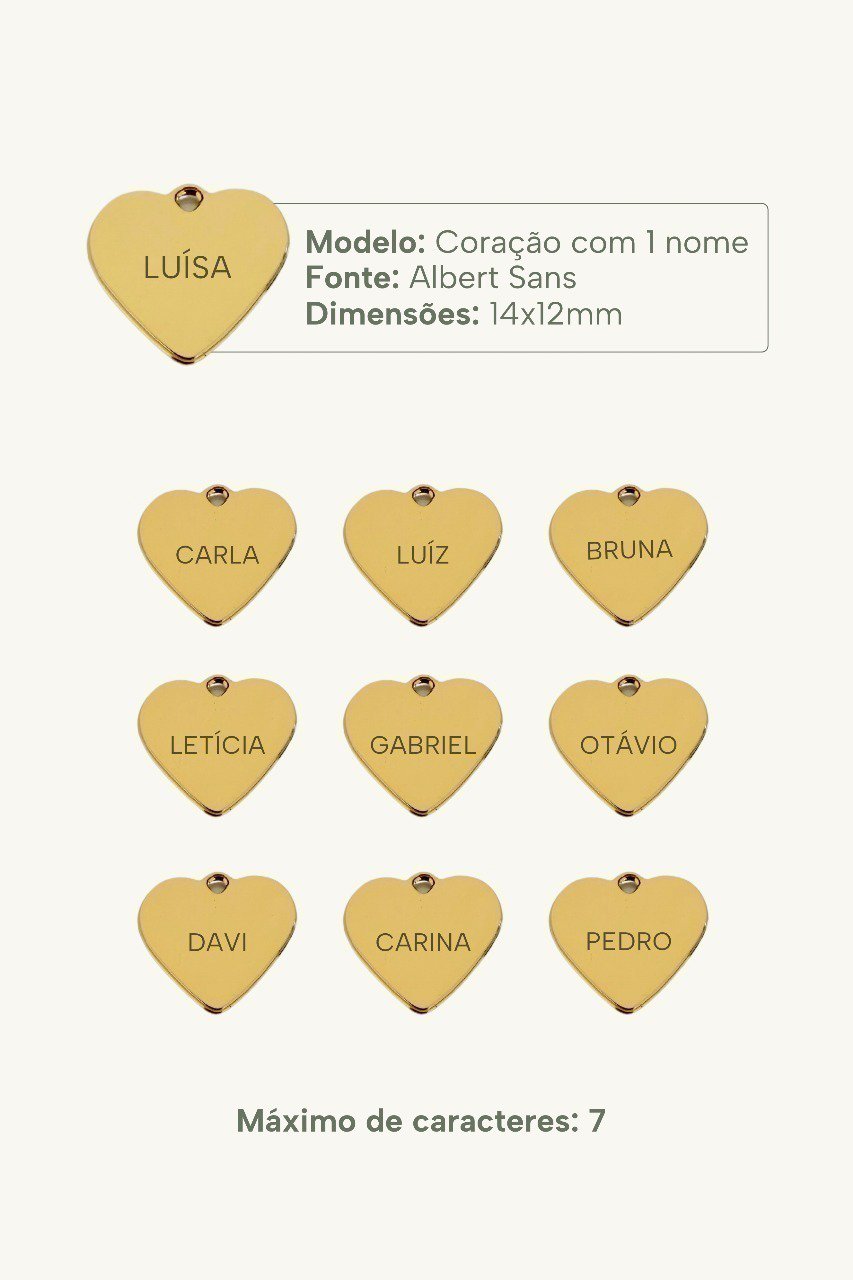 Colar Coração Personalizável Nome