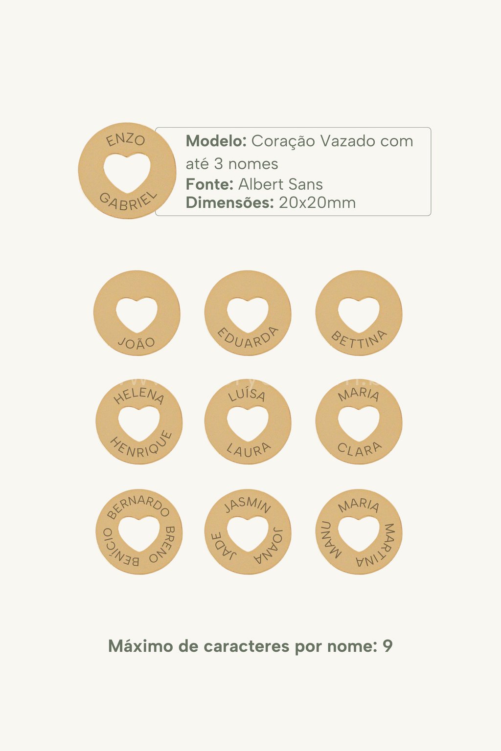 Colar Coração Vazado Personalizável