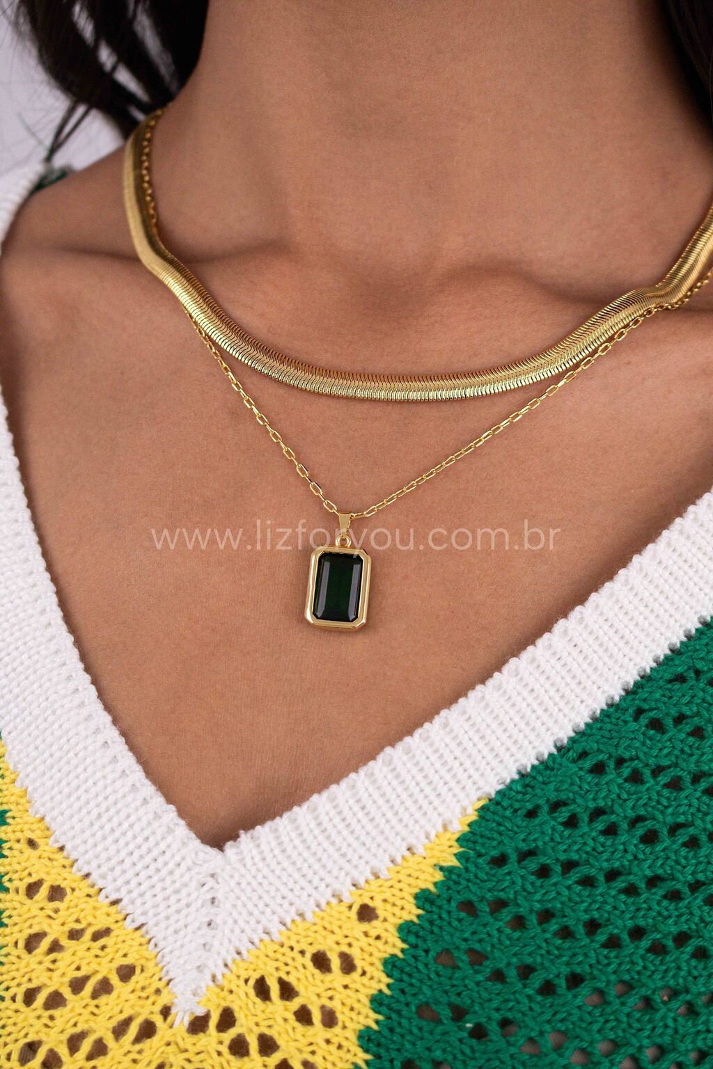 Colar Jade Retangular