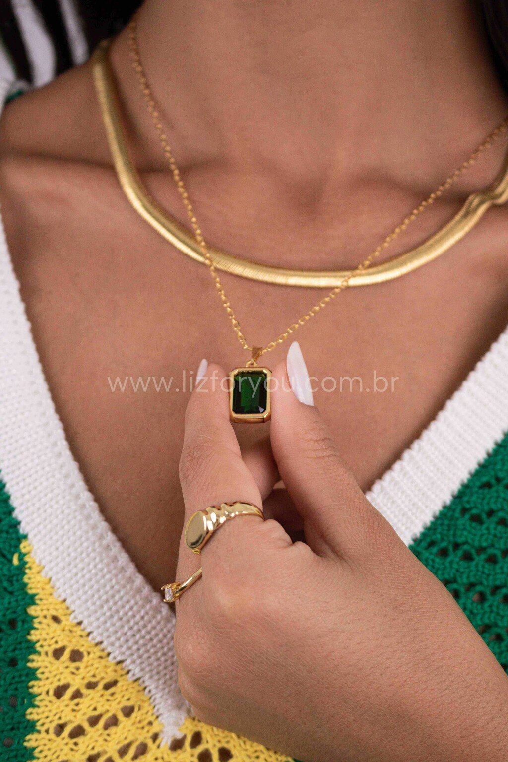 Colar Jade Retangular