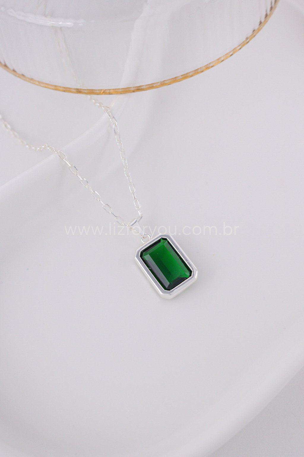 Colar Jade Retangular