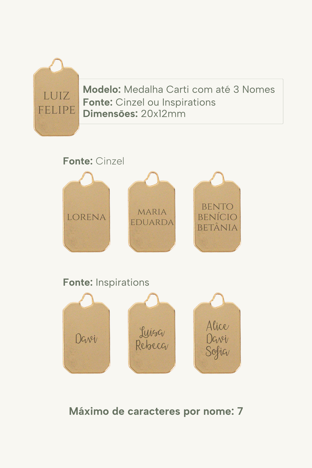 Colar Medalha Carti Nome Personalizável