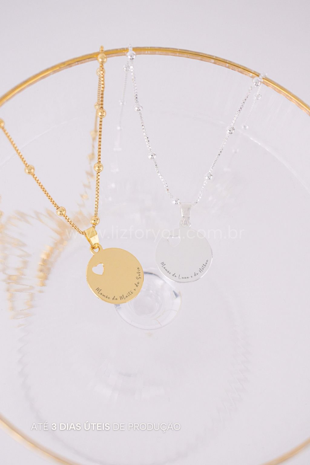 Colar Medalha Love Frase Personalizável