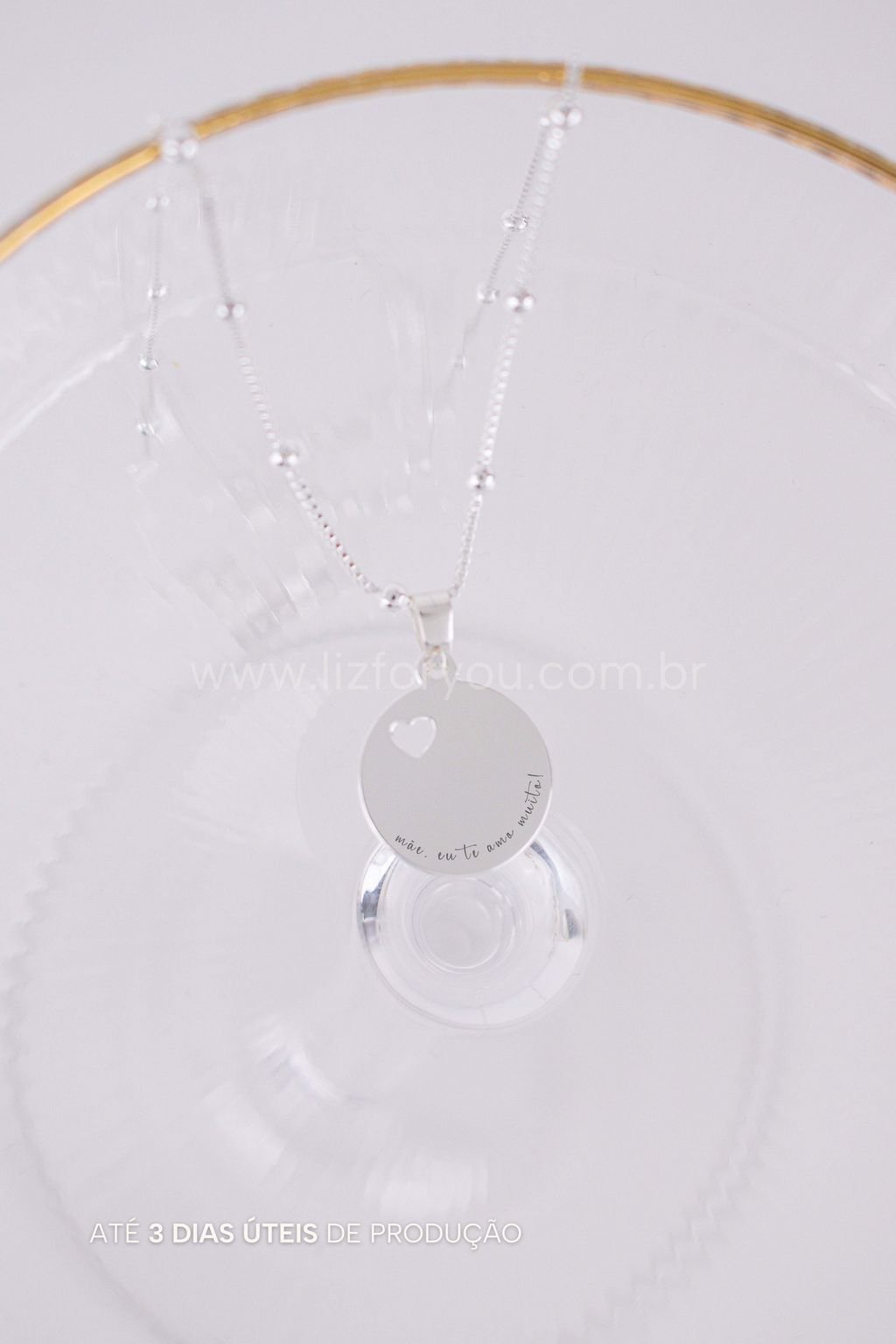 Colar Medalha Love Frase Personalizável