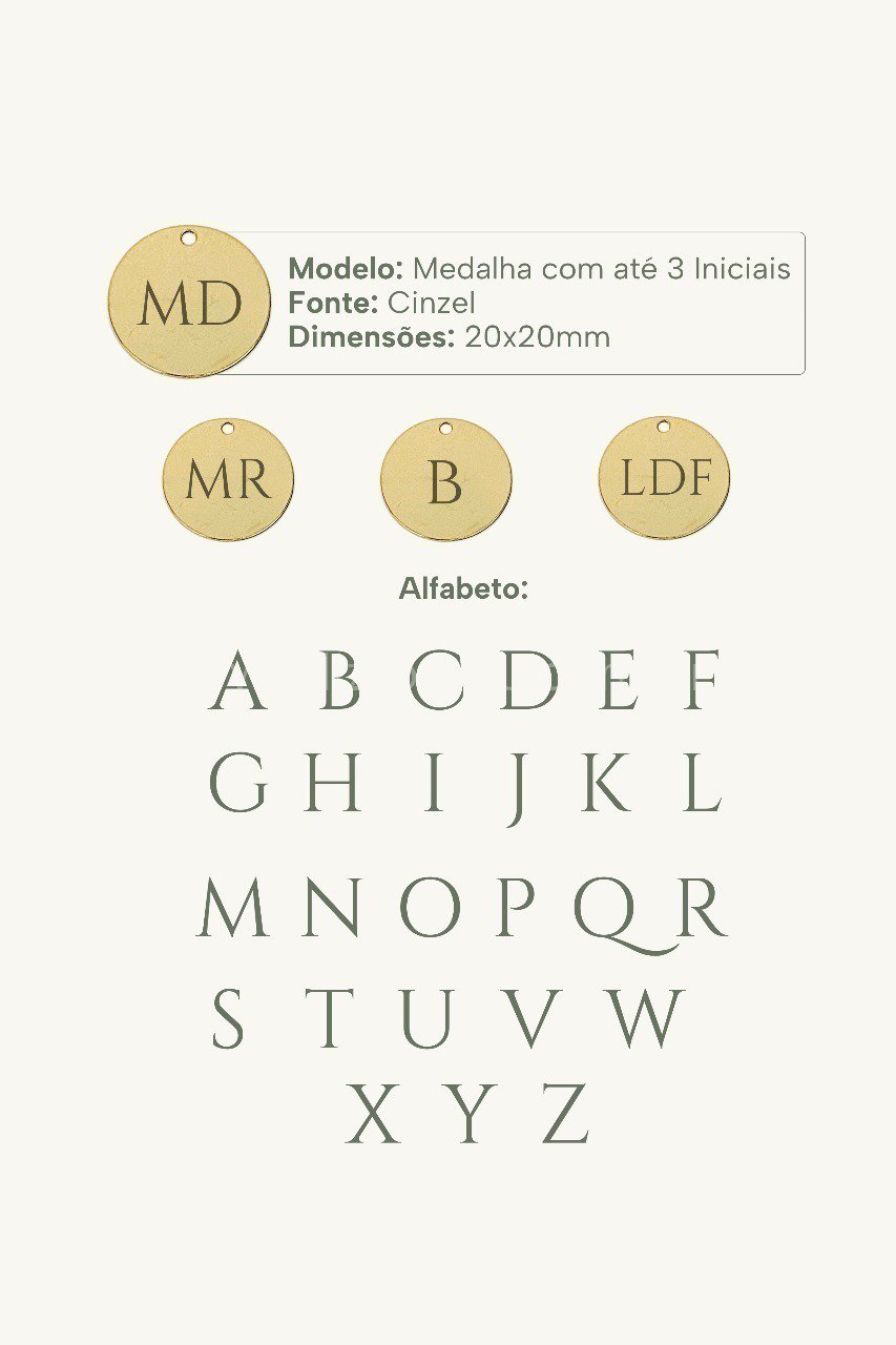 Colar Medalha Personalizável Iniciais