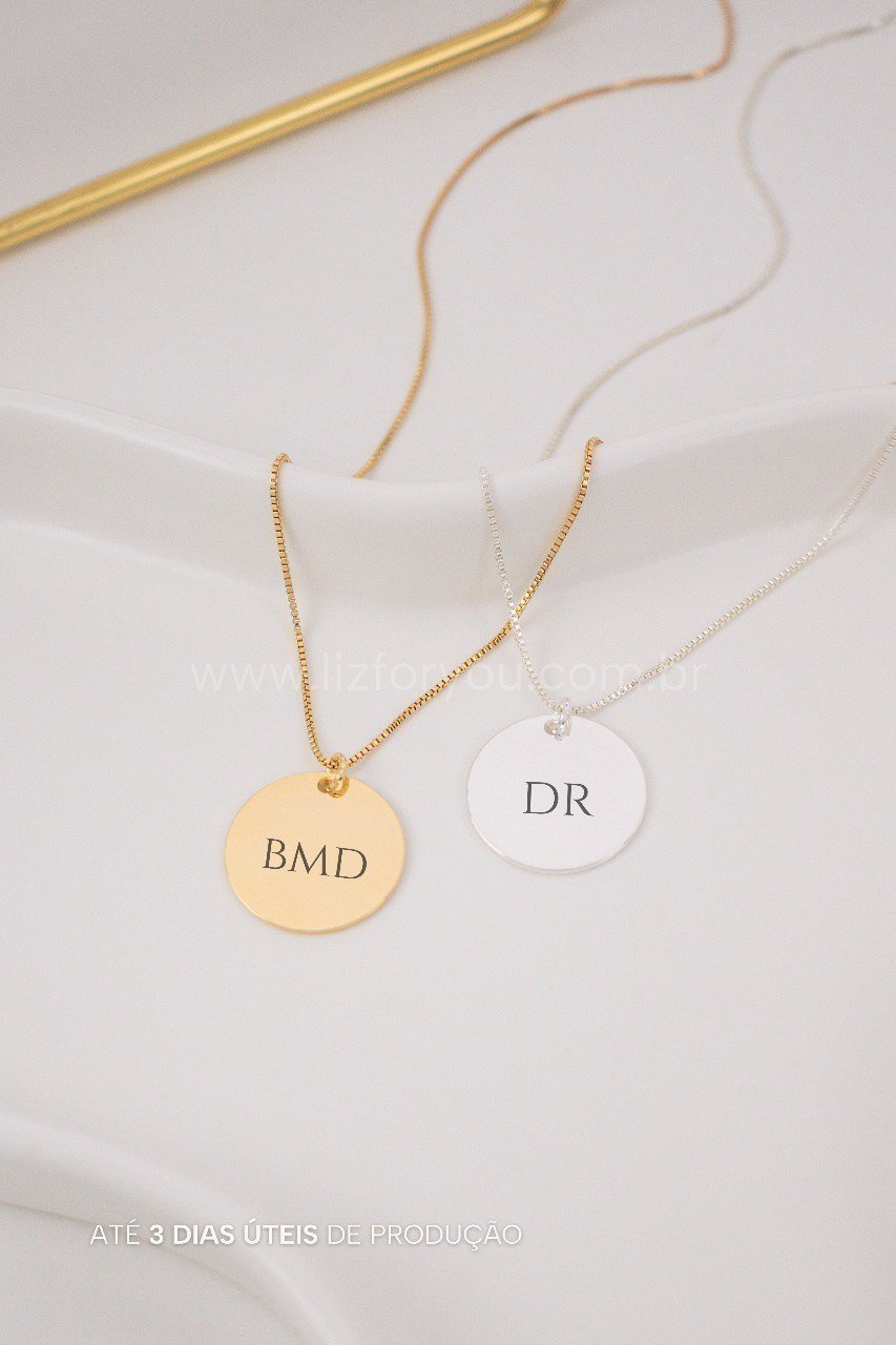 Colar Medalha Personalizável Iniciais