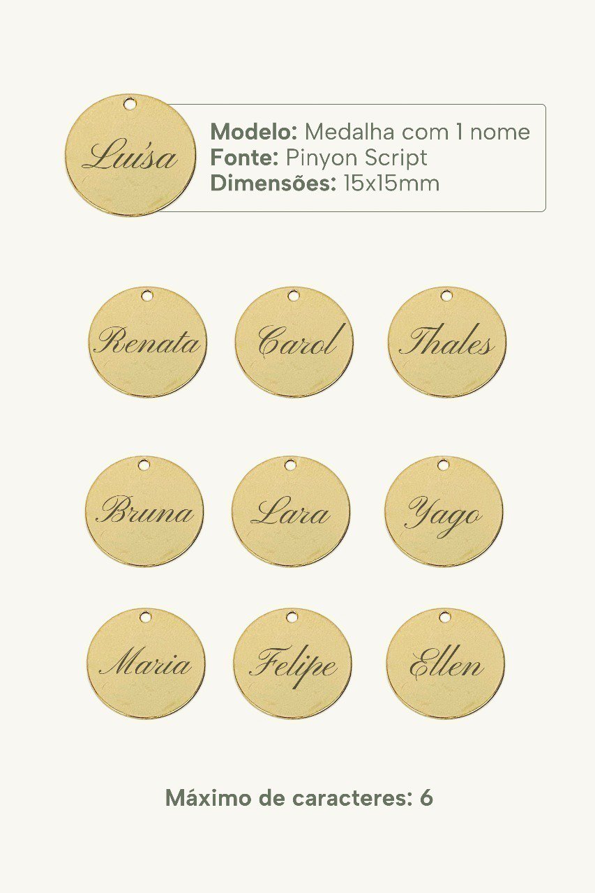 Colar Medalha Personalizável Manuscrito