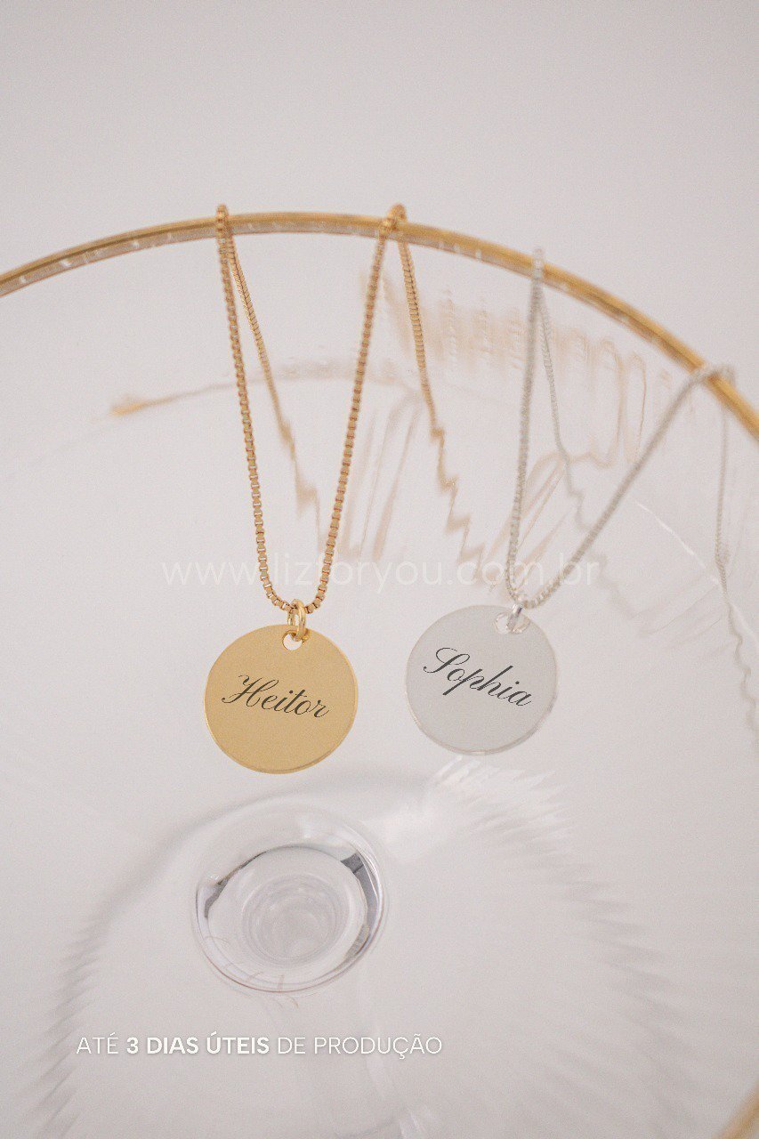 Colar Medalha Personalizável Manuscrito