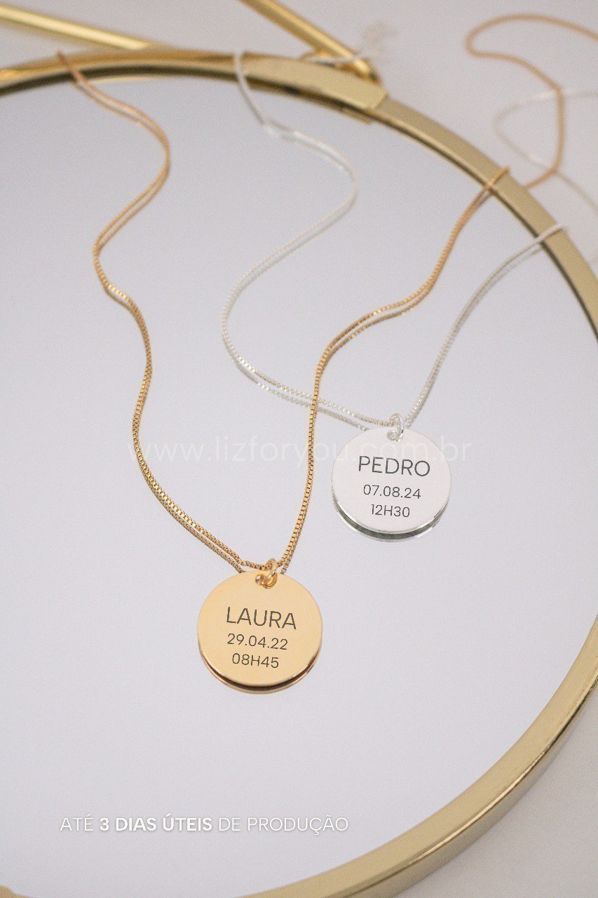 Colar Medalha Personalizável Nascimento