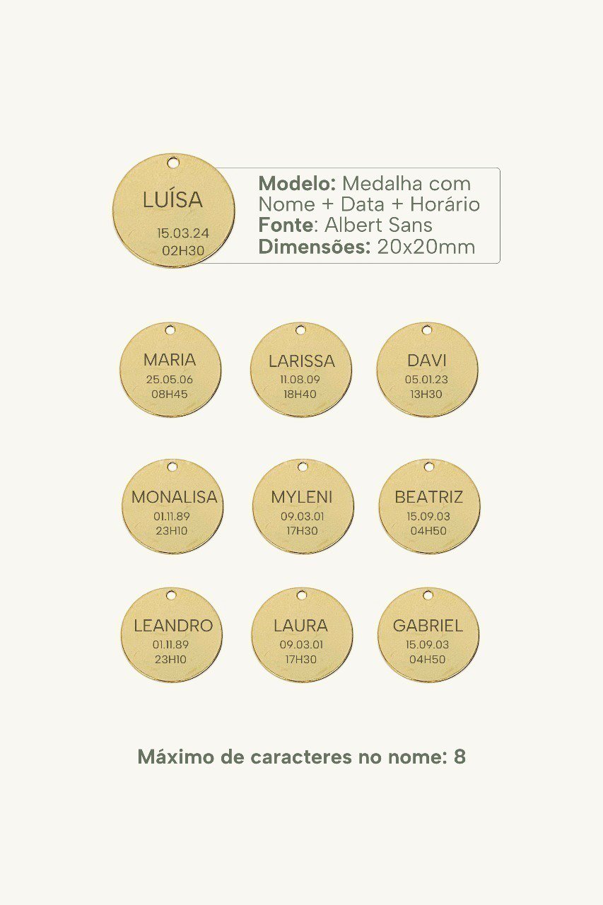 Colar Medalha Personalizável Nascimento