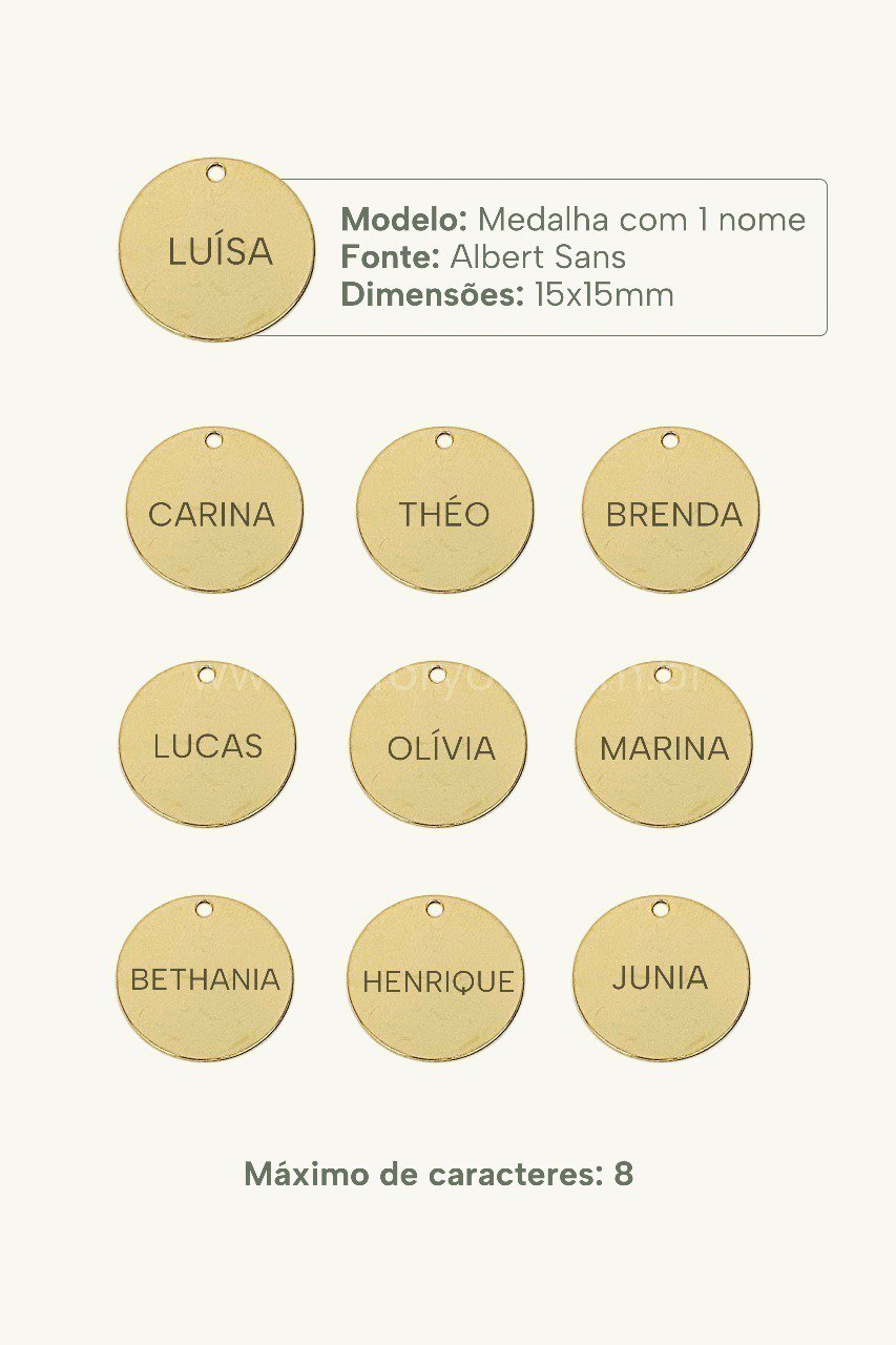 Colar Medalha Nome Personalizável