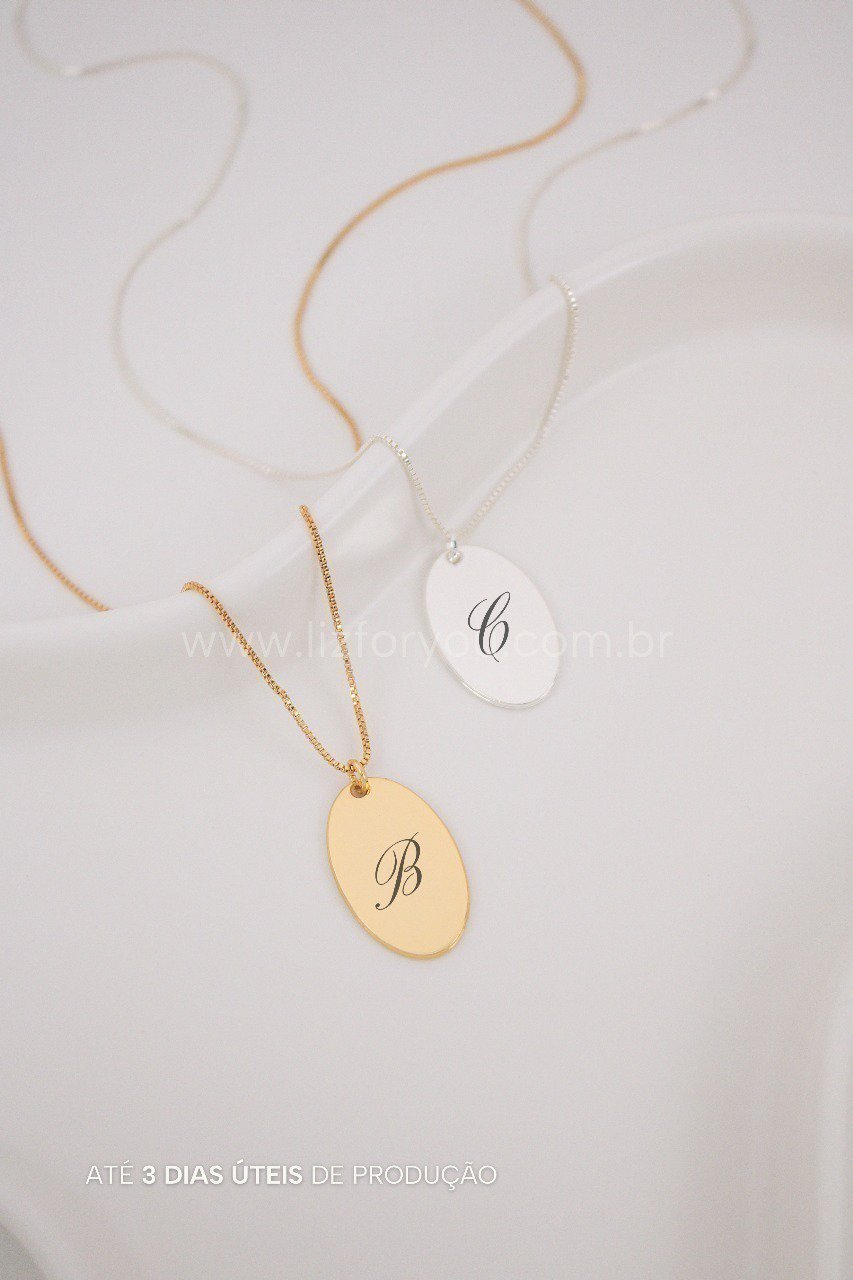 Colar Oval Personalizável Inicial