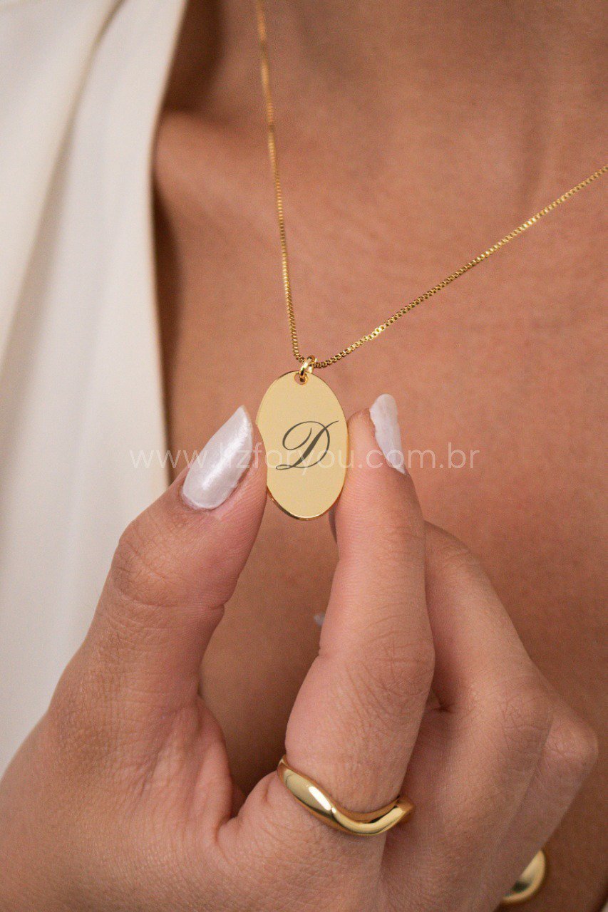 Colar Oval Personalizável Inicial