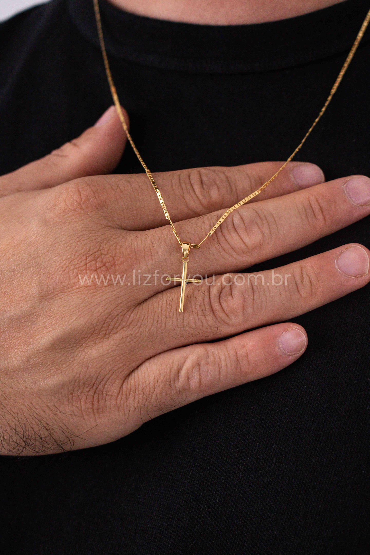 Colar Piastrine Cruz Masculino