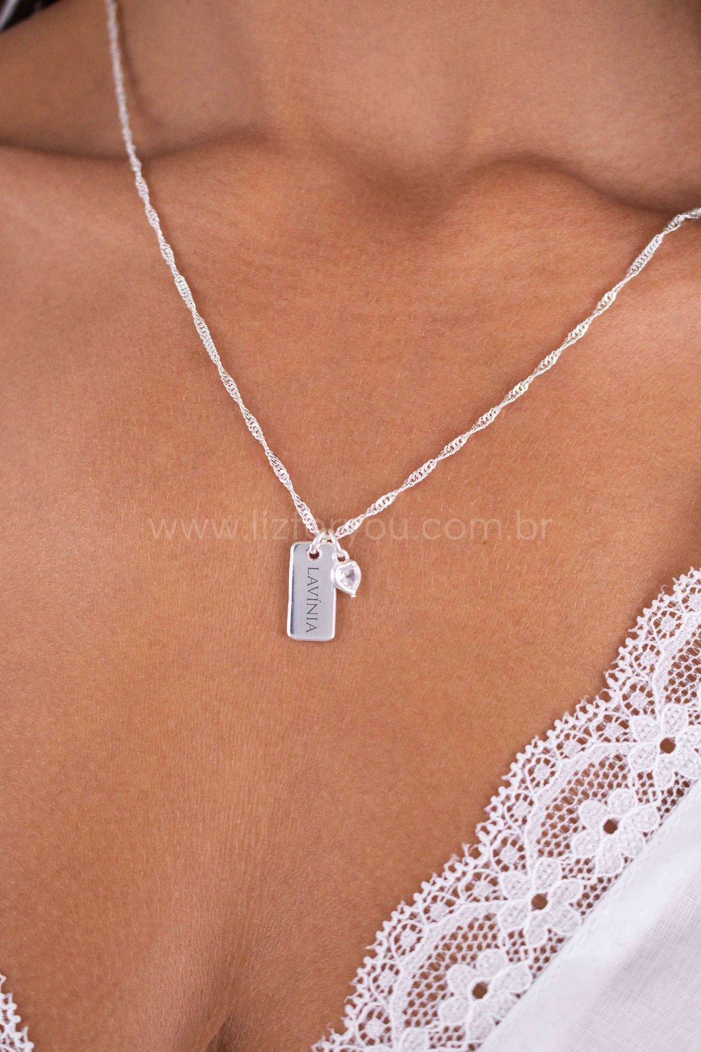 Colar Plaquinha Coração Personalizável