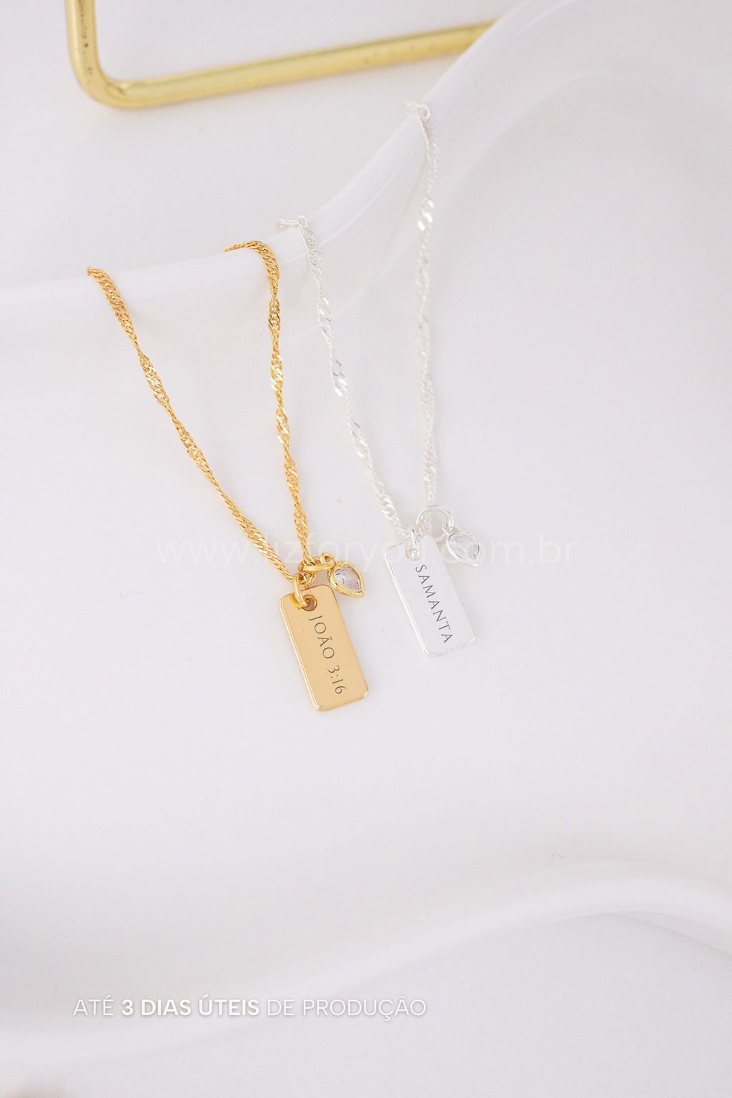 Colar Plaquinha Coração Personalizável