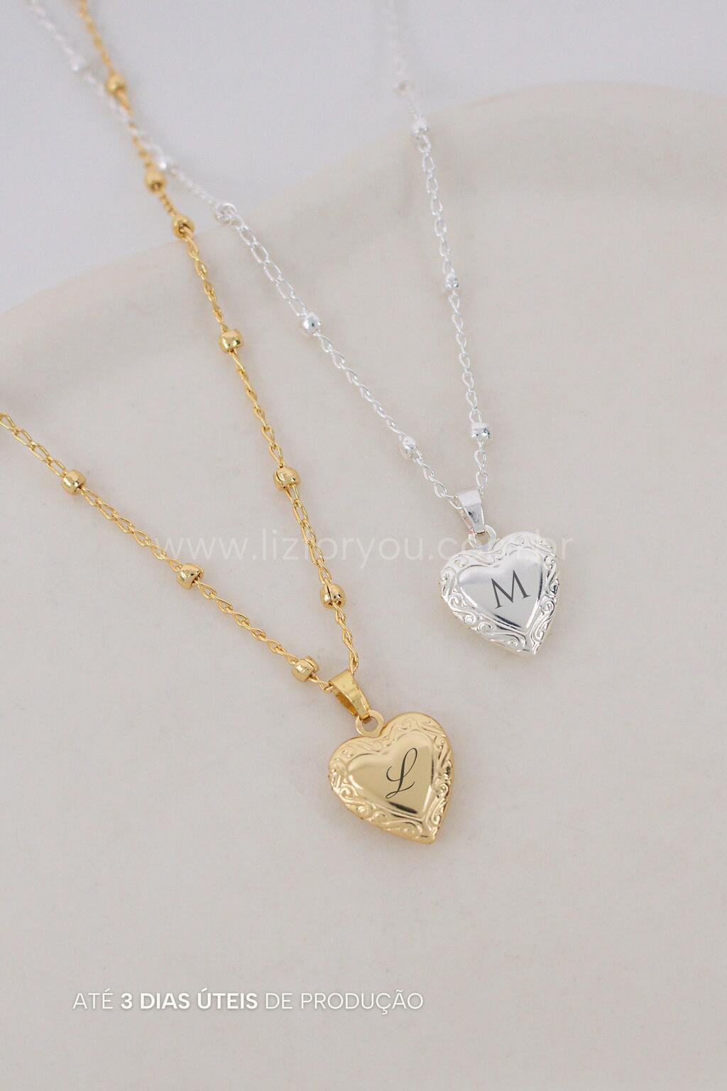 Colar Relicário Coração Personalizável 