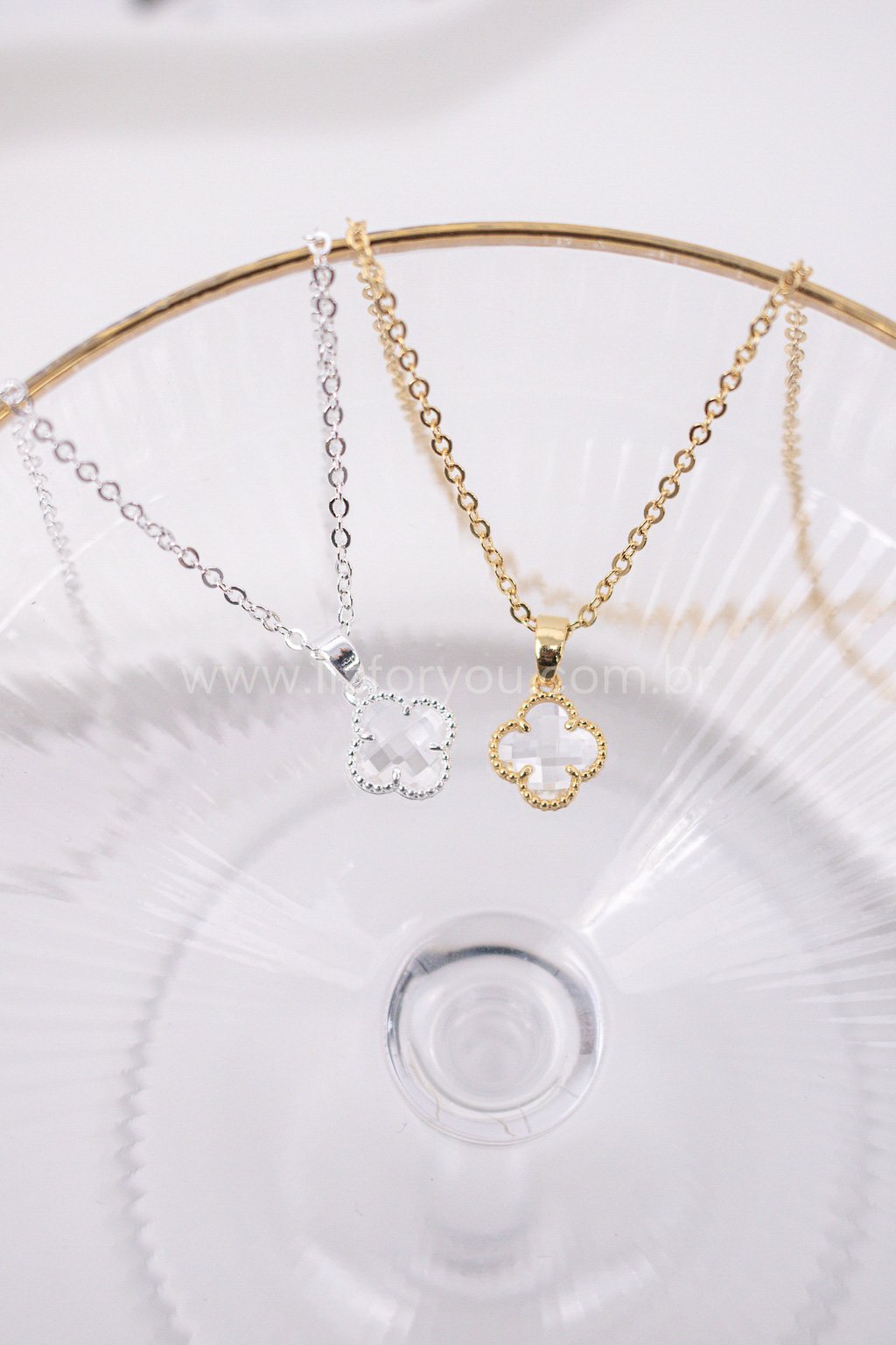 Colar Trevo Cristal 
