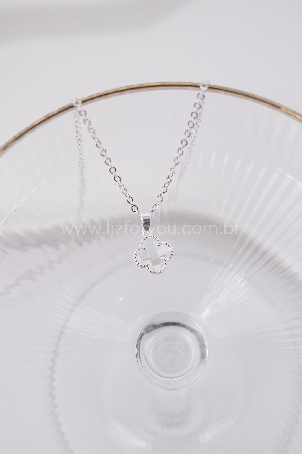 Colar Trevo Cristal 