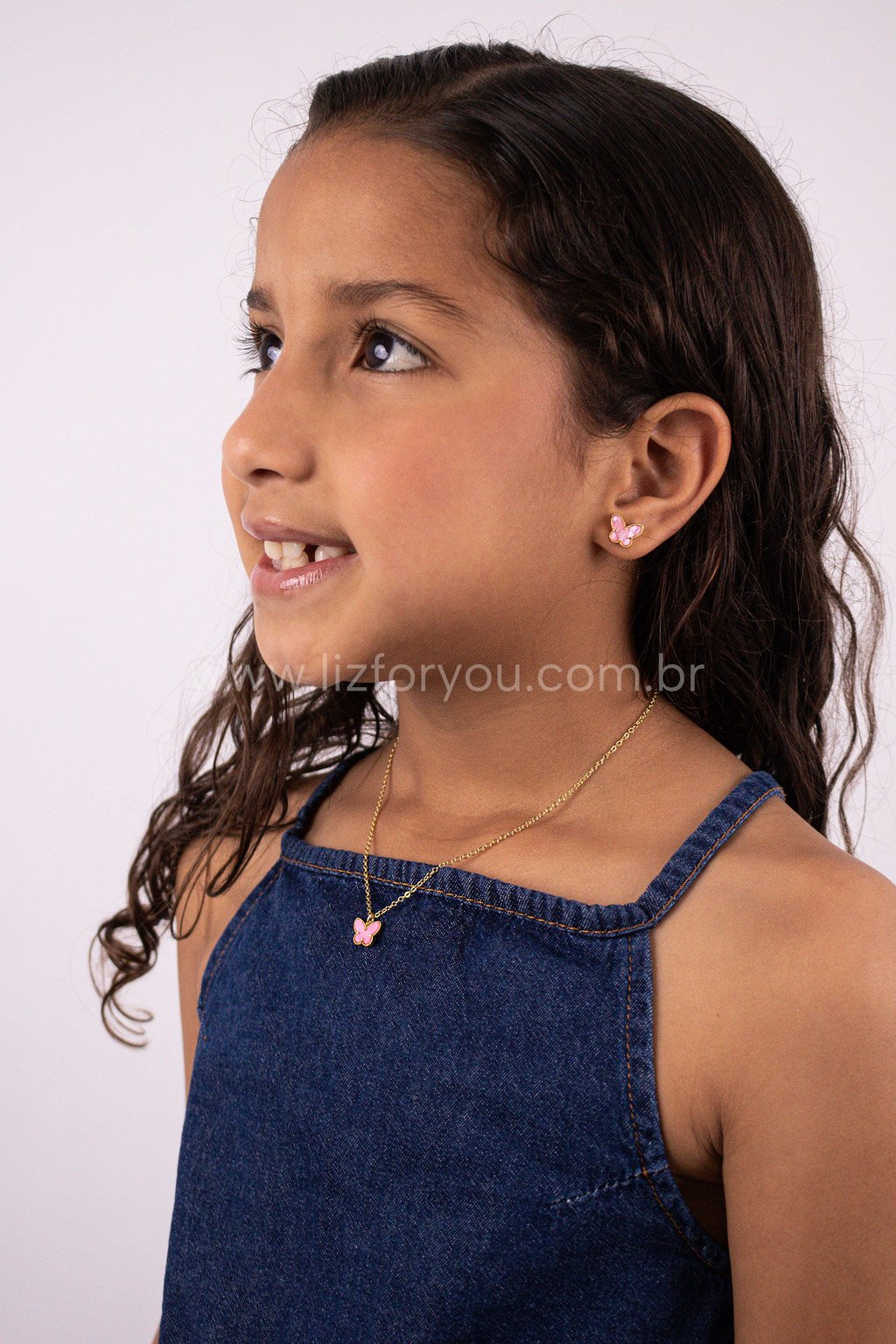 Kit de Colar + Brinco Borboleta Tyn Infantil 